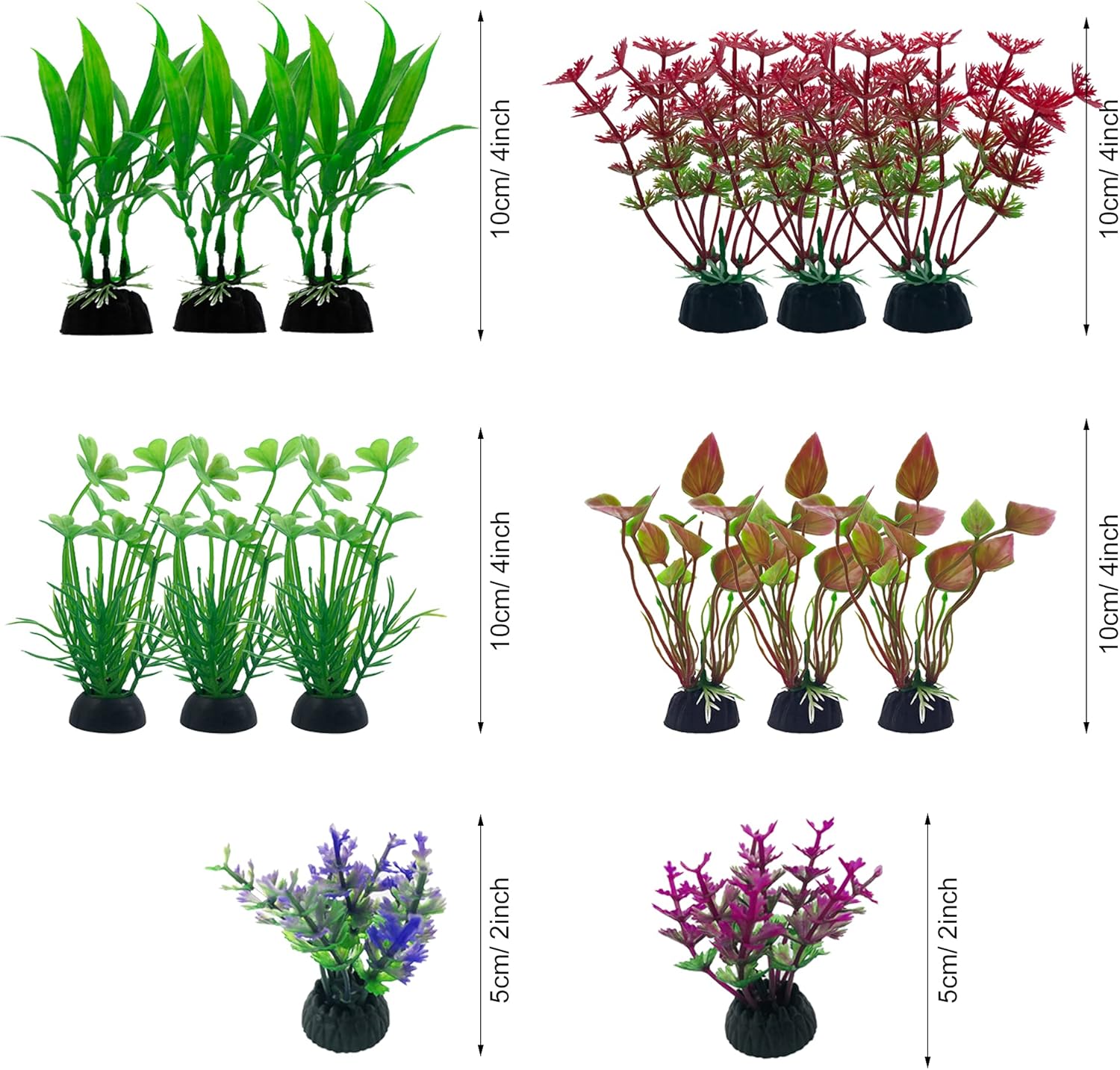 Thumbnail 3 de Cayway 37 PCS Aquarium Artificial Aquatic Plants (Mixed Plastic Plants) with Bases for Fish Tank Decoration