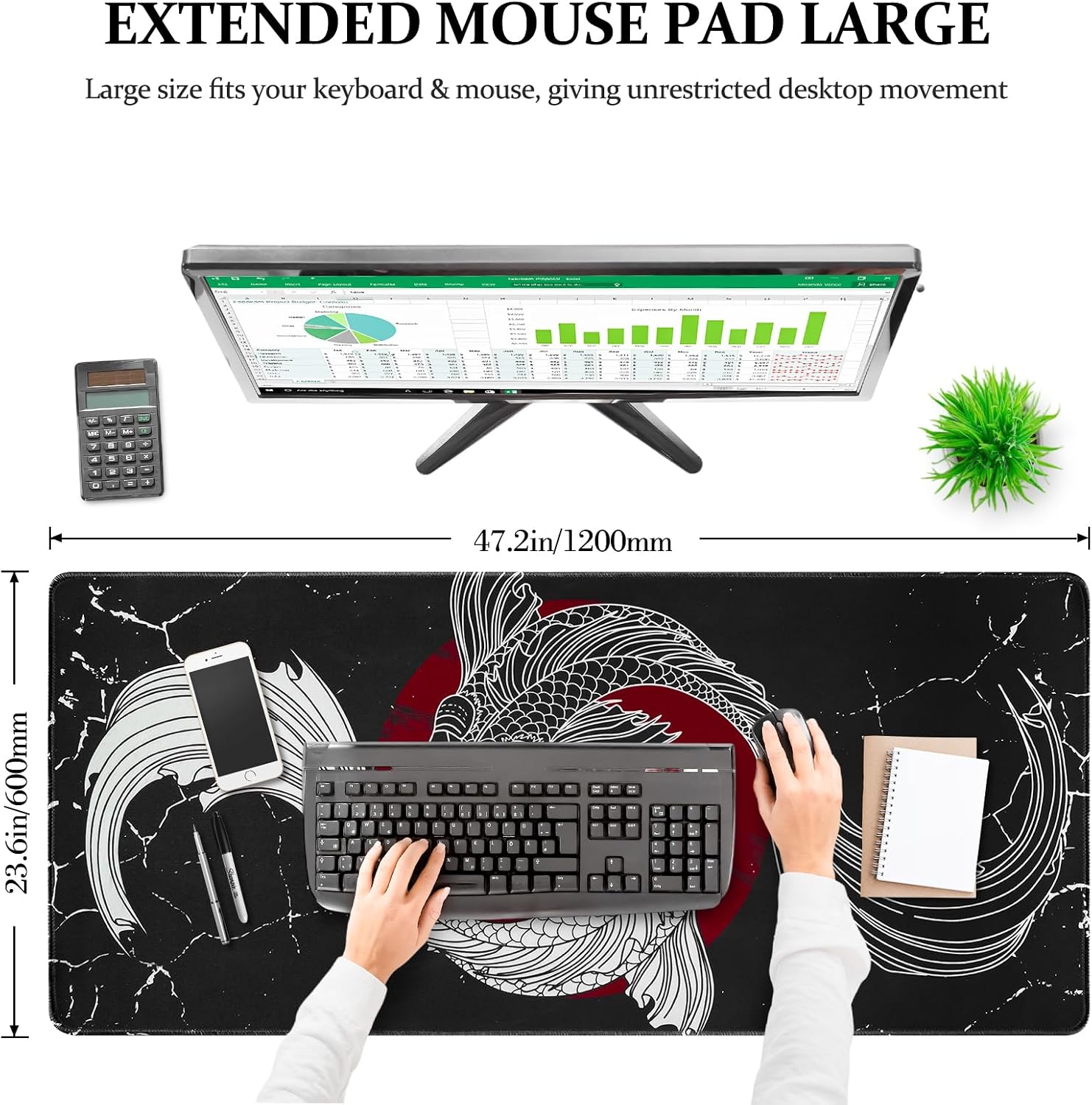 Detalle 2 de Zindoo XXXL Gaming Mouse Pad Large 1200x600mm (Non-slip rubber base)