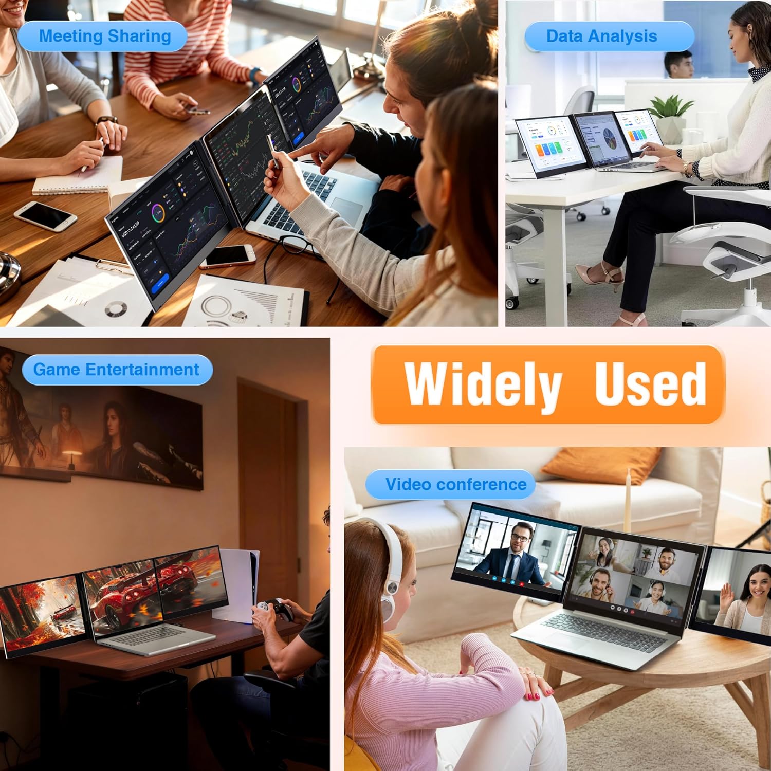 Thumbnail 5 de 15.6" Laptop Screen Extender Ultra-Thin 1080P FHD IPS Dual/Triple Portable Monitor (USB-C/HDMI Plug & Play)