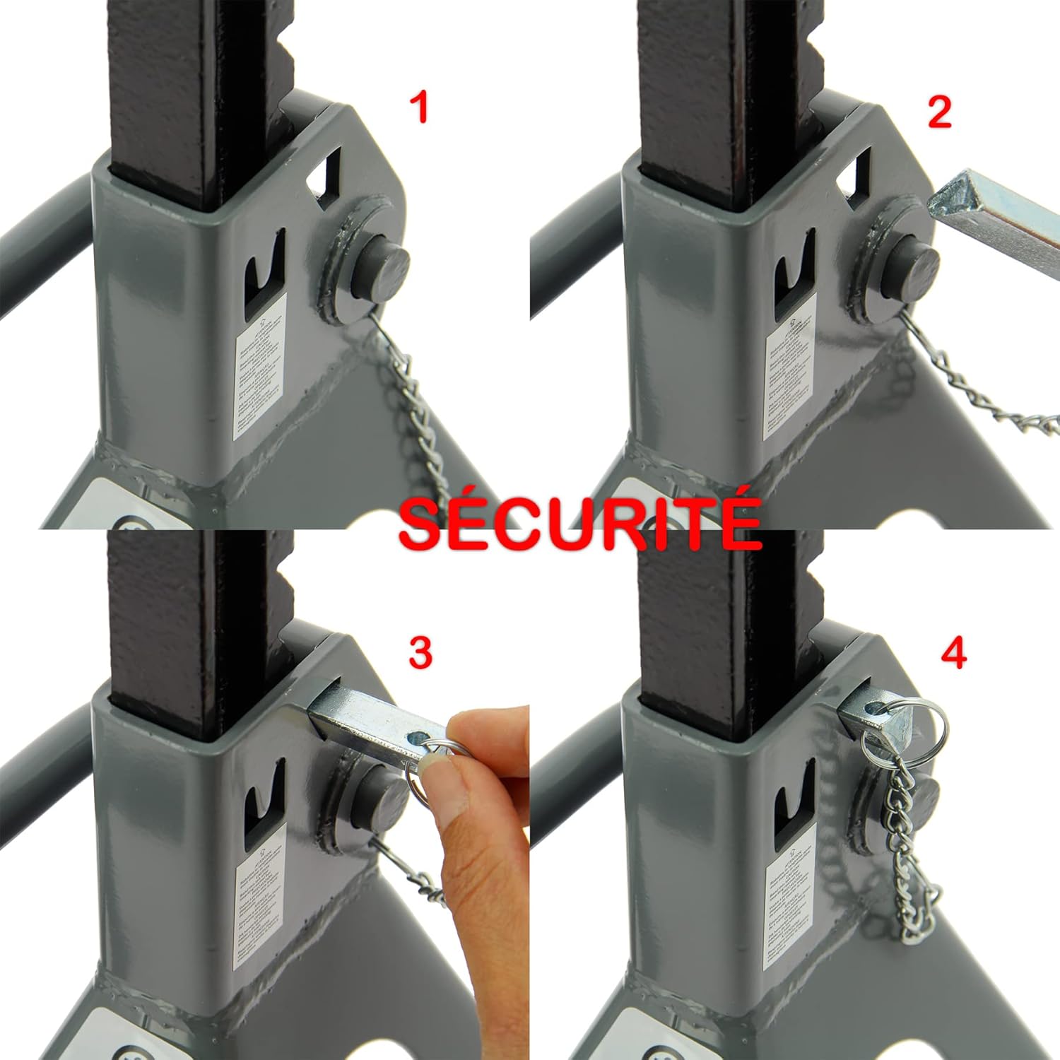 Detalle 2 de Precision Steel 2 cavalletti a cremagliera auto con treppiedi, portata 3 tonnellate