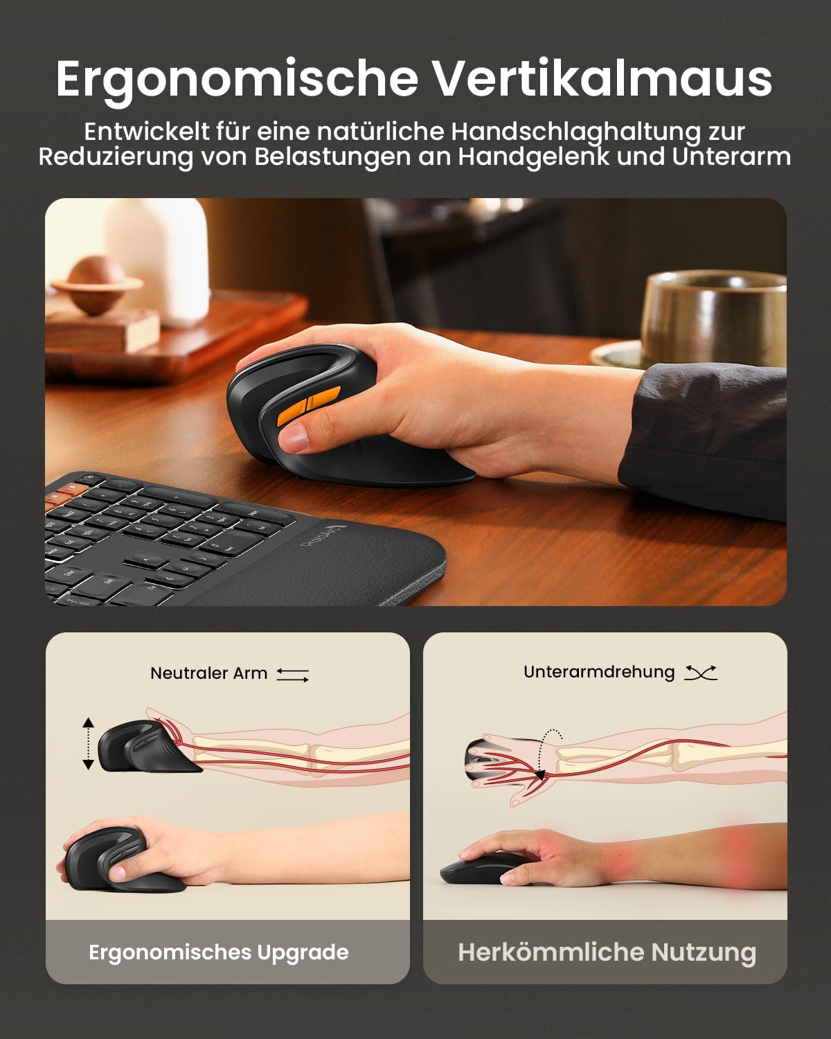 Detalle 2 de ProtoArc EM11 Ergonomische Vertikale Maus 500mAh