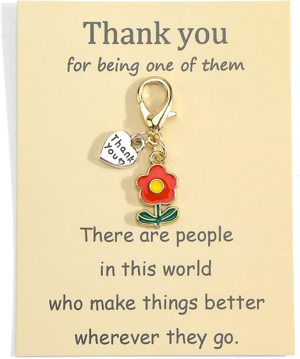 Tranbath Funny Thank You Keychain Gift with Flower Charm and Card