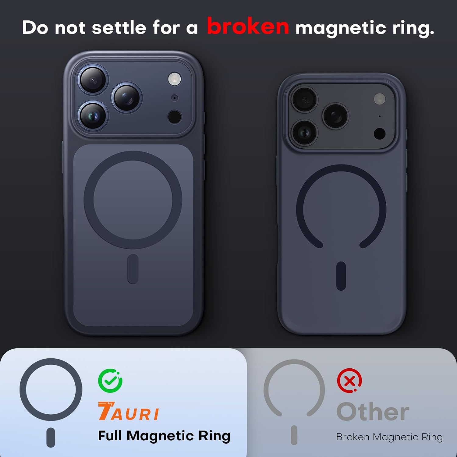 Detalle 2 de TAURI Magnetic for iPhone 17 Pro Case with Full Camera Protection (Camera Control Cover) – MagSafe Compatible, Matte Black