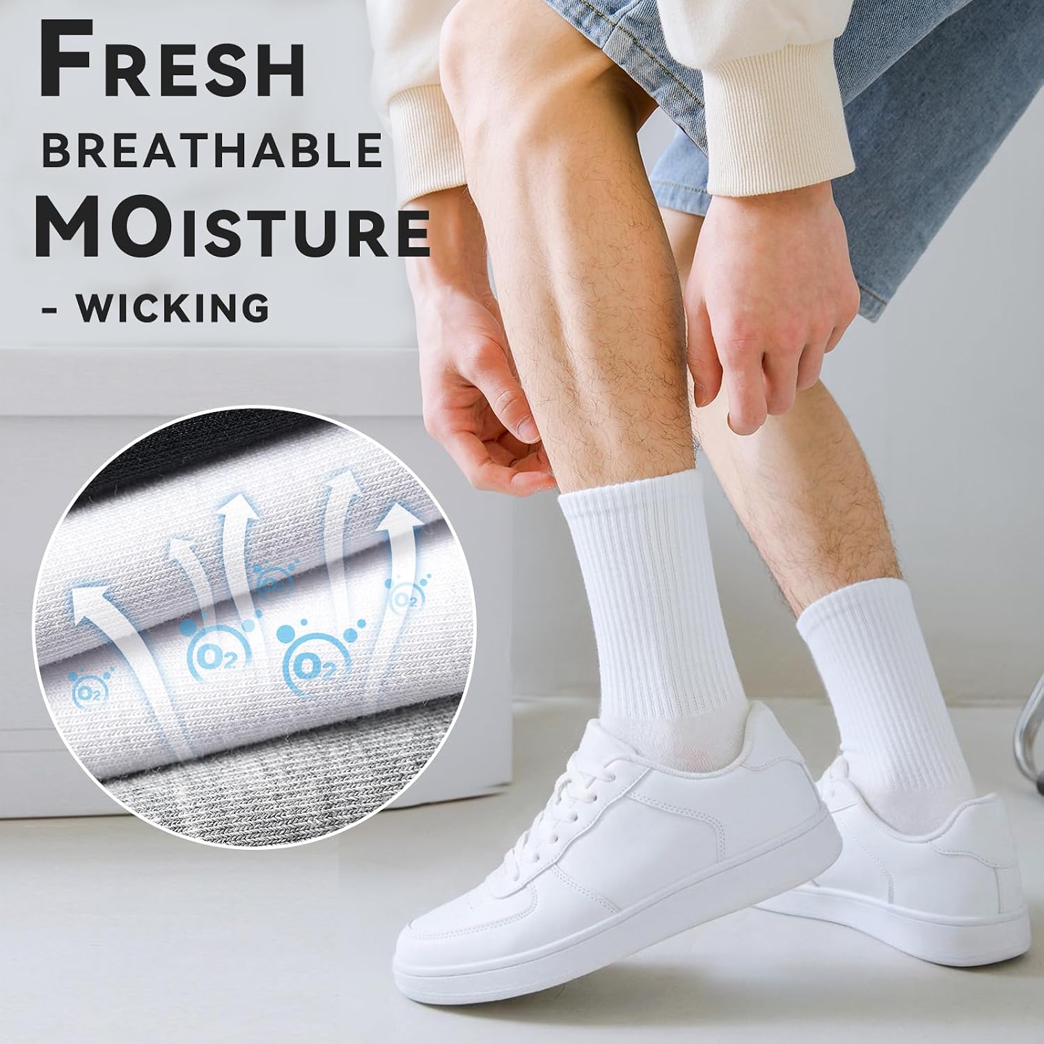 Detalle 1 de VoJoPi Cushioned Crew Cotton Socks for Men, 5 Pairs