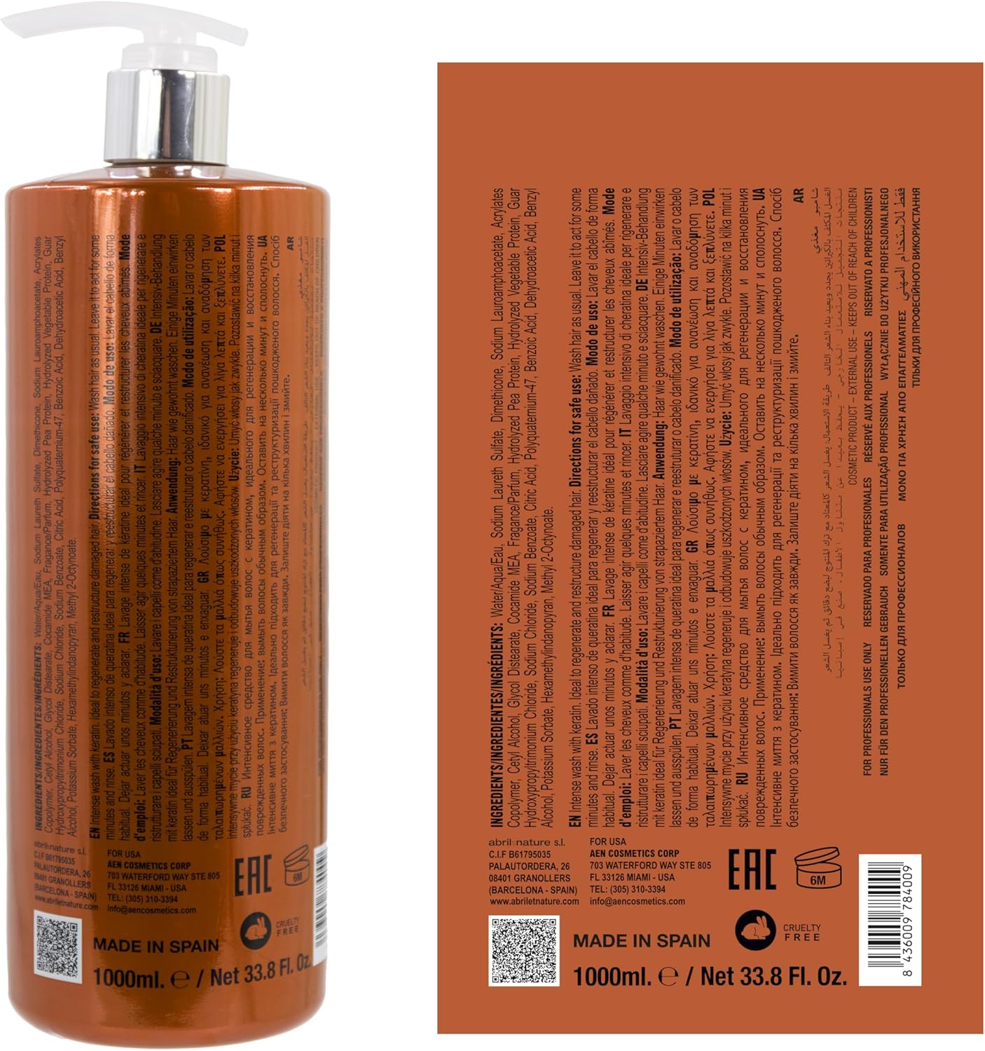 Thumbnail 6 de abril et nature Shampooing Professionnel à la Kératine – Répare & Restructure, cheveux naturels ternes (1000 ml)