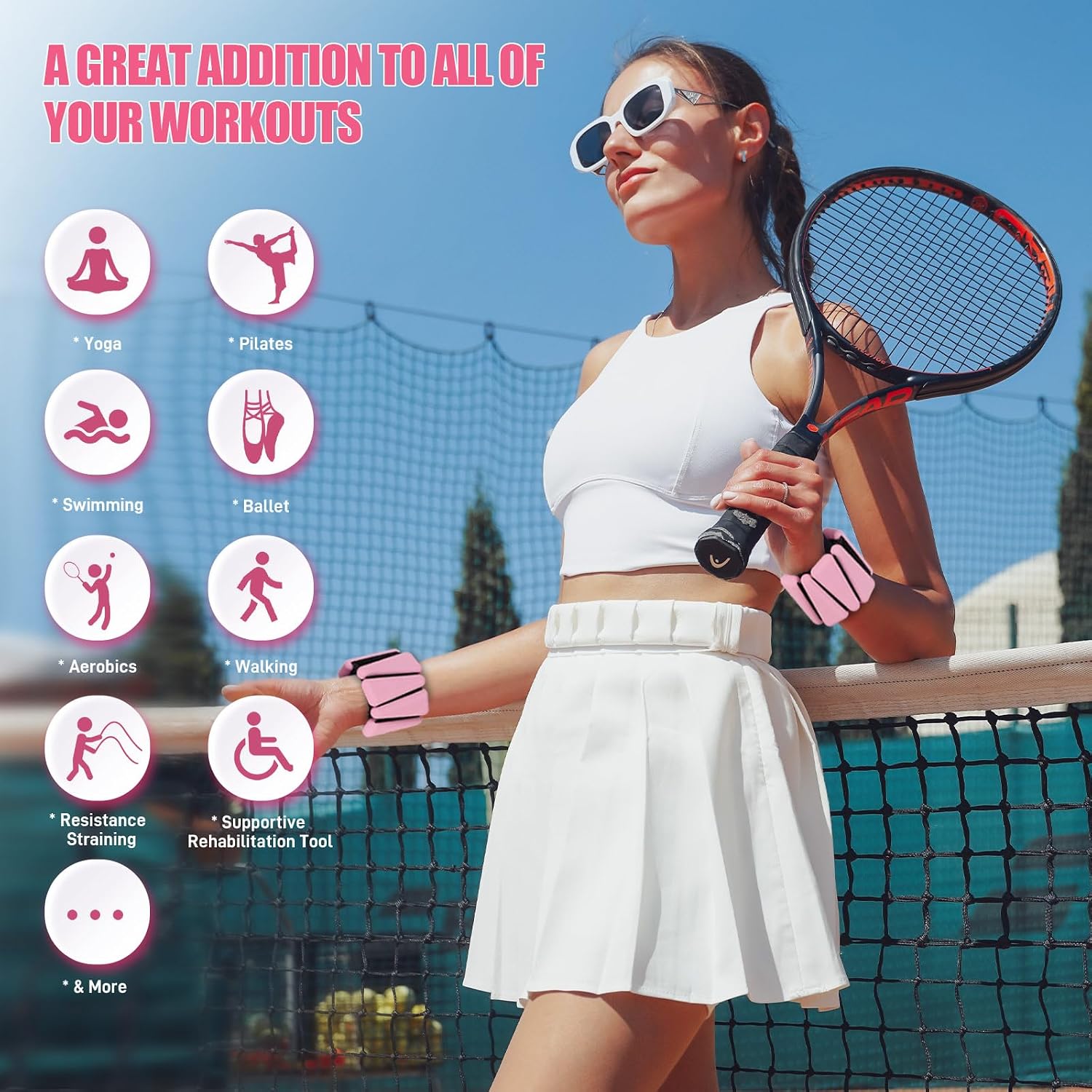 Thumbnail 6 de BECOJADDE JJ1N23090 Adjustable Ankle and Wrist Weights, 2 lb Pair