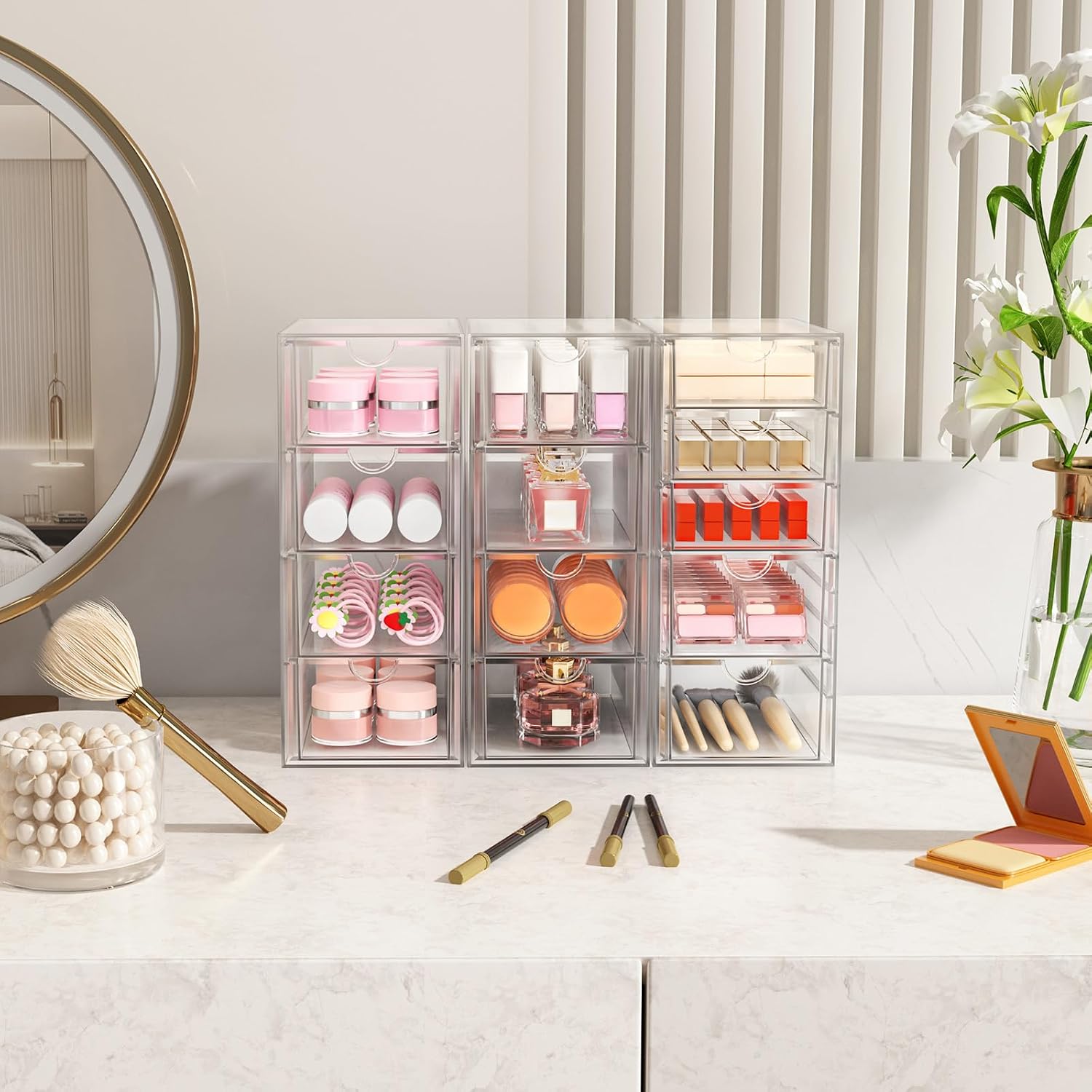 Detalle 2 de ARSTPEOE 1930OD Acrylic 13-Drawer Organizer, Clear and Stackable