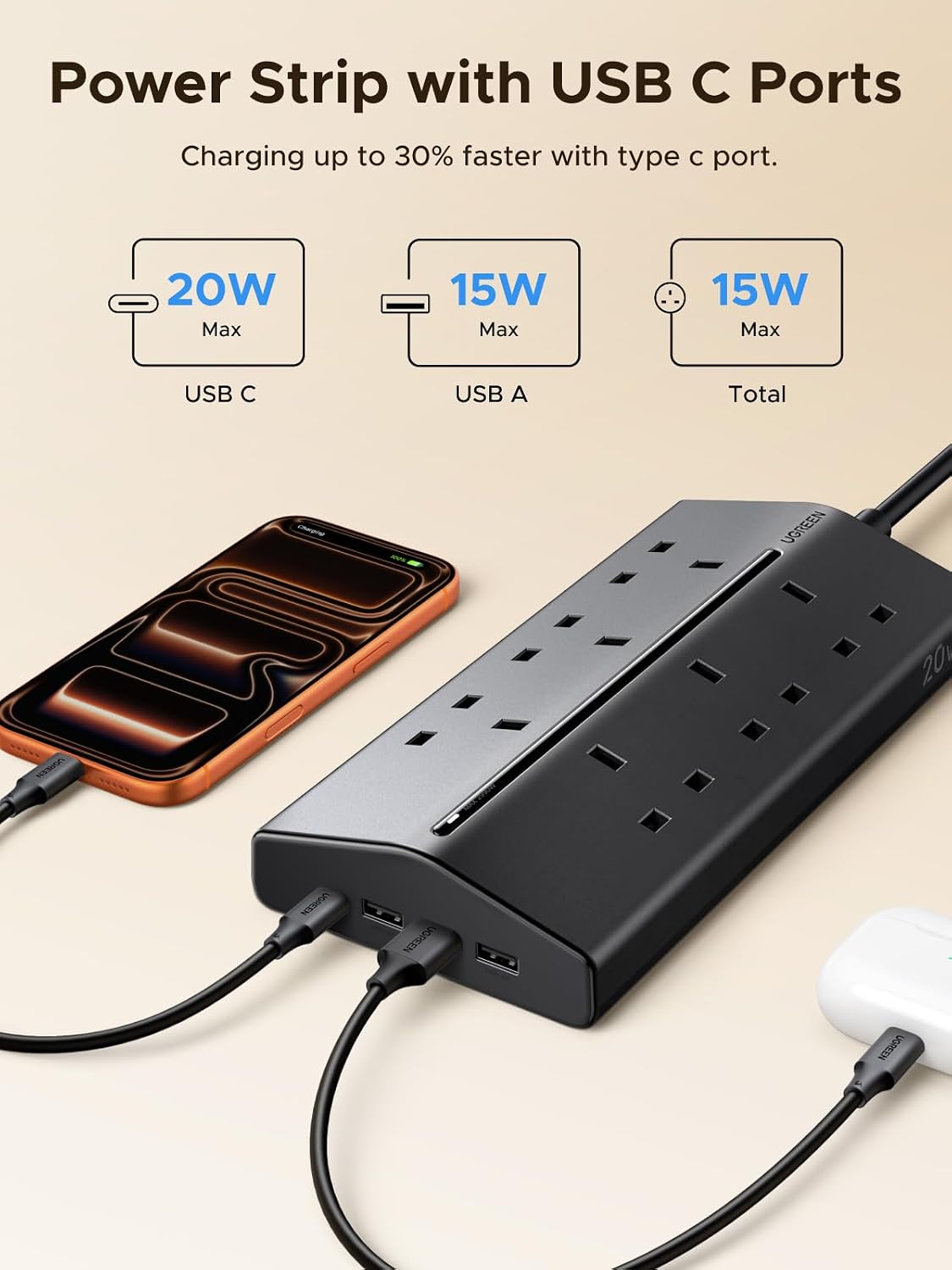 Thumbnail 3 de UGREEN Extension Lead with USB Slots
