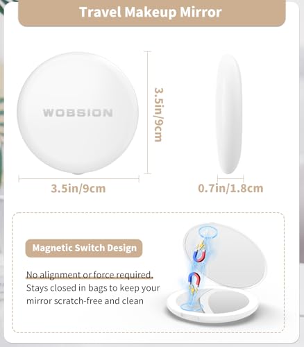 Detalle de WOBSION Compact Mirror with Light, 1x/10x Magnifying Pocket Mirrors