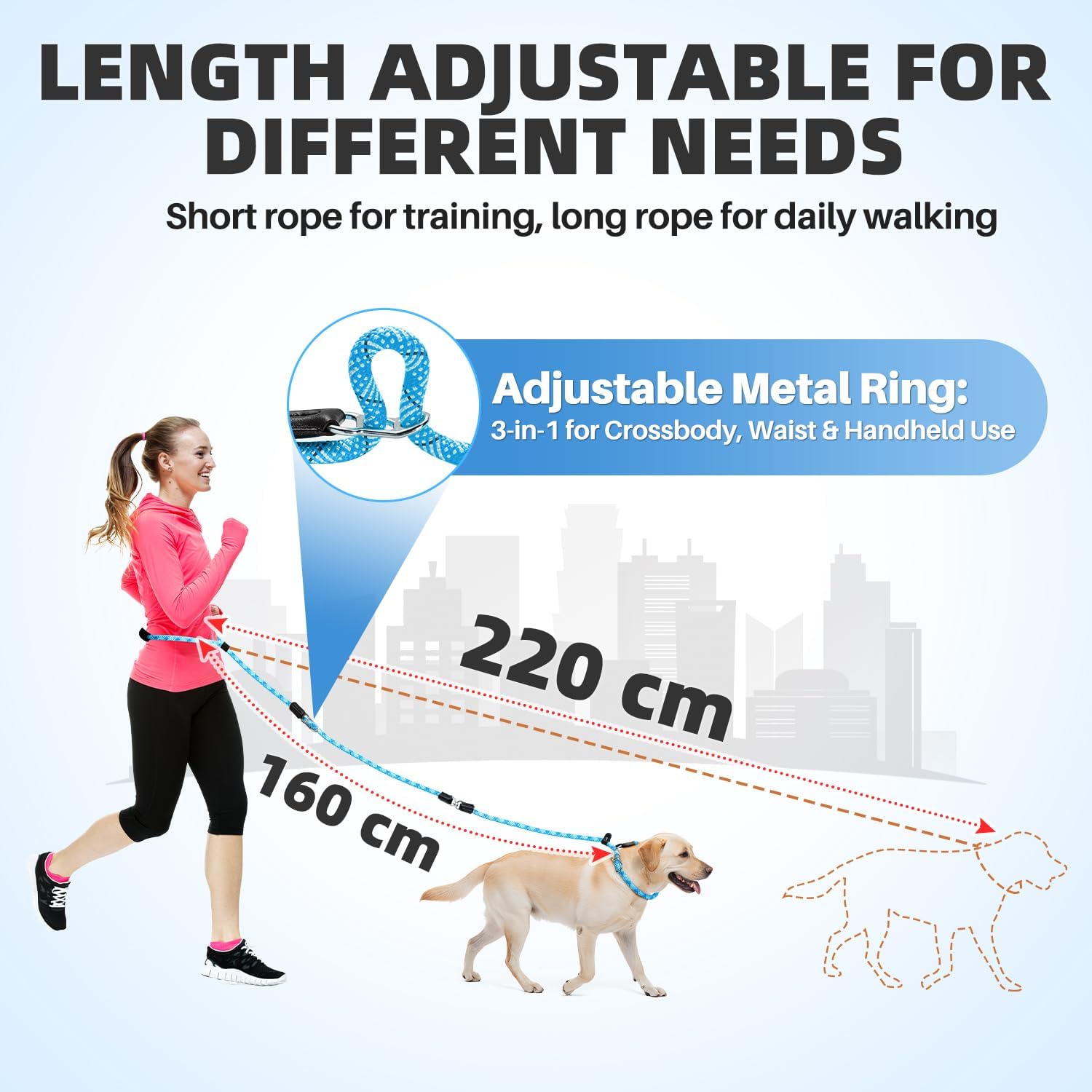 Thumbnail 4 de Eyein Slip Lead for Dogs – Adjustable No-Tangle Training Leash (1.2–1.8m) in Blue