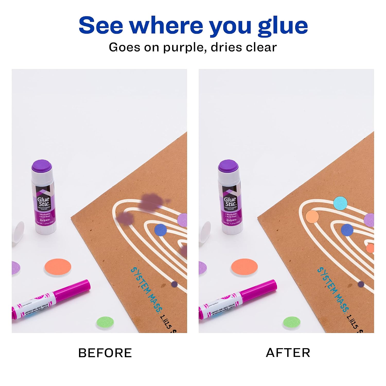 Thumbnail 1 de Avery 98071 Glue Stic, Disappearing Purple, Washable, 1.27 oz, 6 Sticks