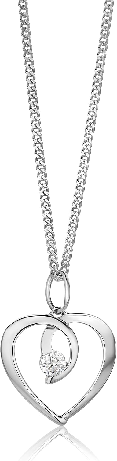 Detalle de Orovi Cuore: Ciondolo in Oro 9K bianco e giallo con Zirconia e Catenina in Argento 925 (45 cm)