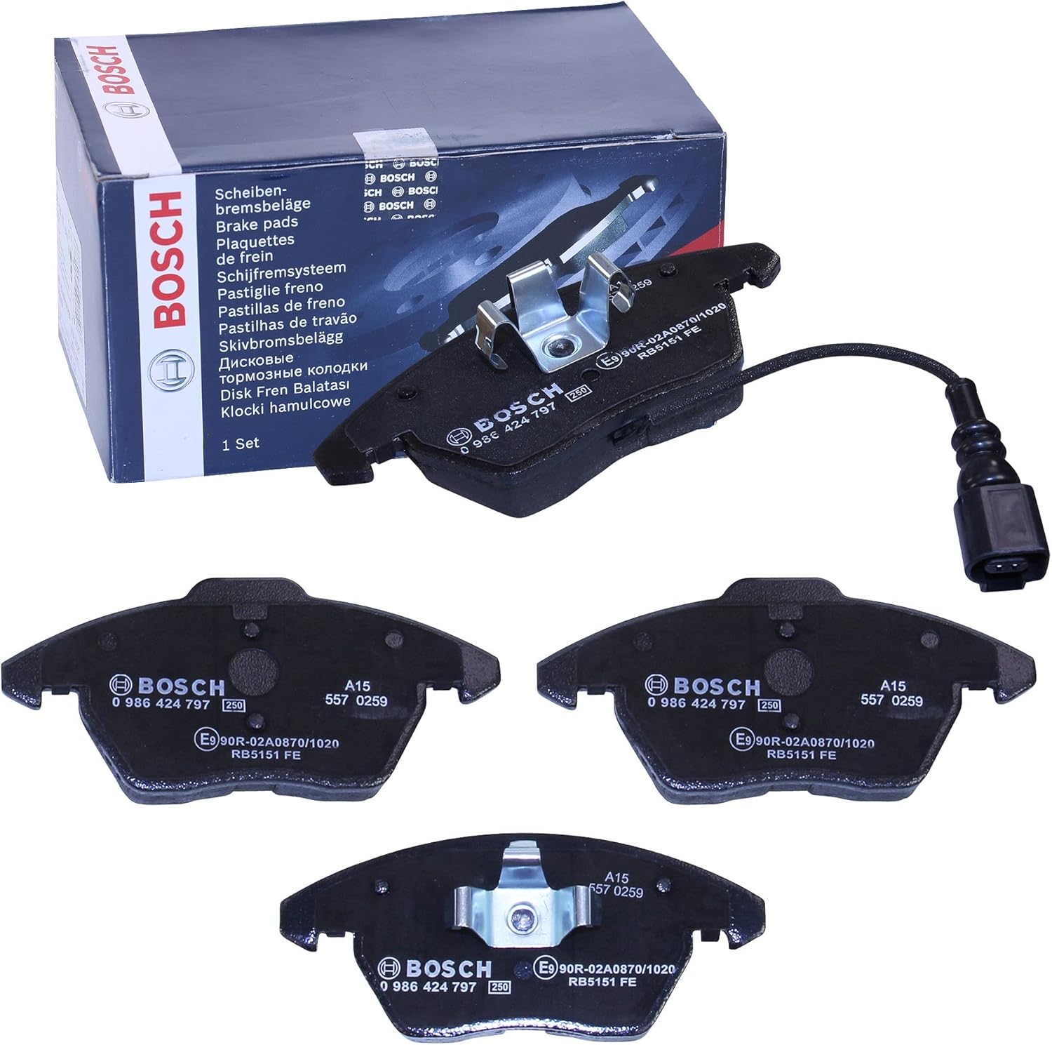 Bosch BP938 Bremsbeläge vorne – Kupferfrei, leise und staubarm, 1 Set (4 Beläge) mit Verschleißanzeigern