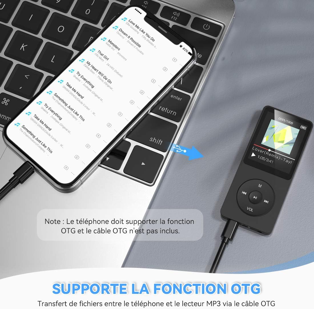 Thumbnail 4 de AGPTEK lecteur MP3 classique 32 Go avec écran 1,8”, radio FM et haut-parleur intégré (extension microSD jusqu’à 128 Go) – Noir