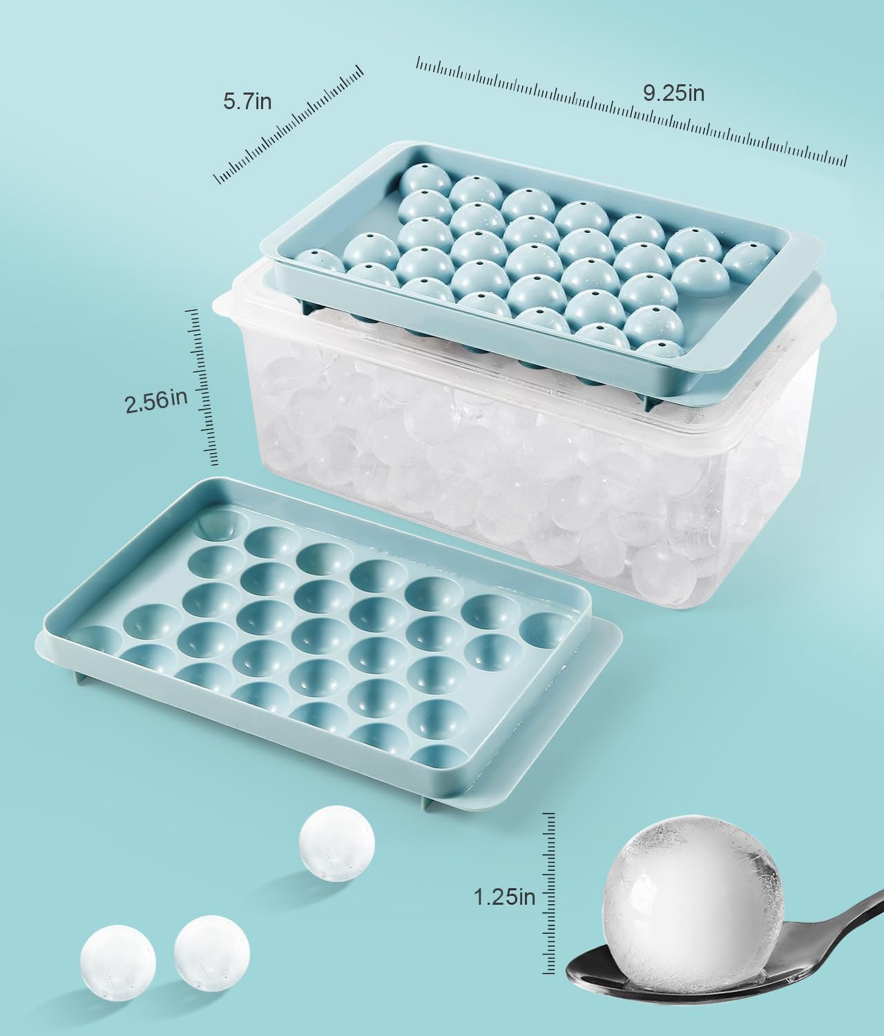 Thumbnail 4 de Ice Cube Tray with Lid and Bin – Round Ice Cubes 62