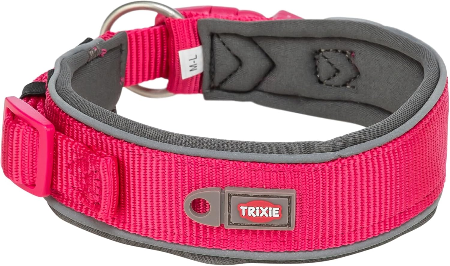 Detalle de TRIXIE Collier Premium Taille L-XL – Tour de Cou 53–62 cm, 50 mm, Fuchsia, rembourré en néoprène