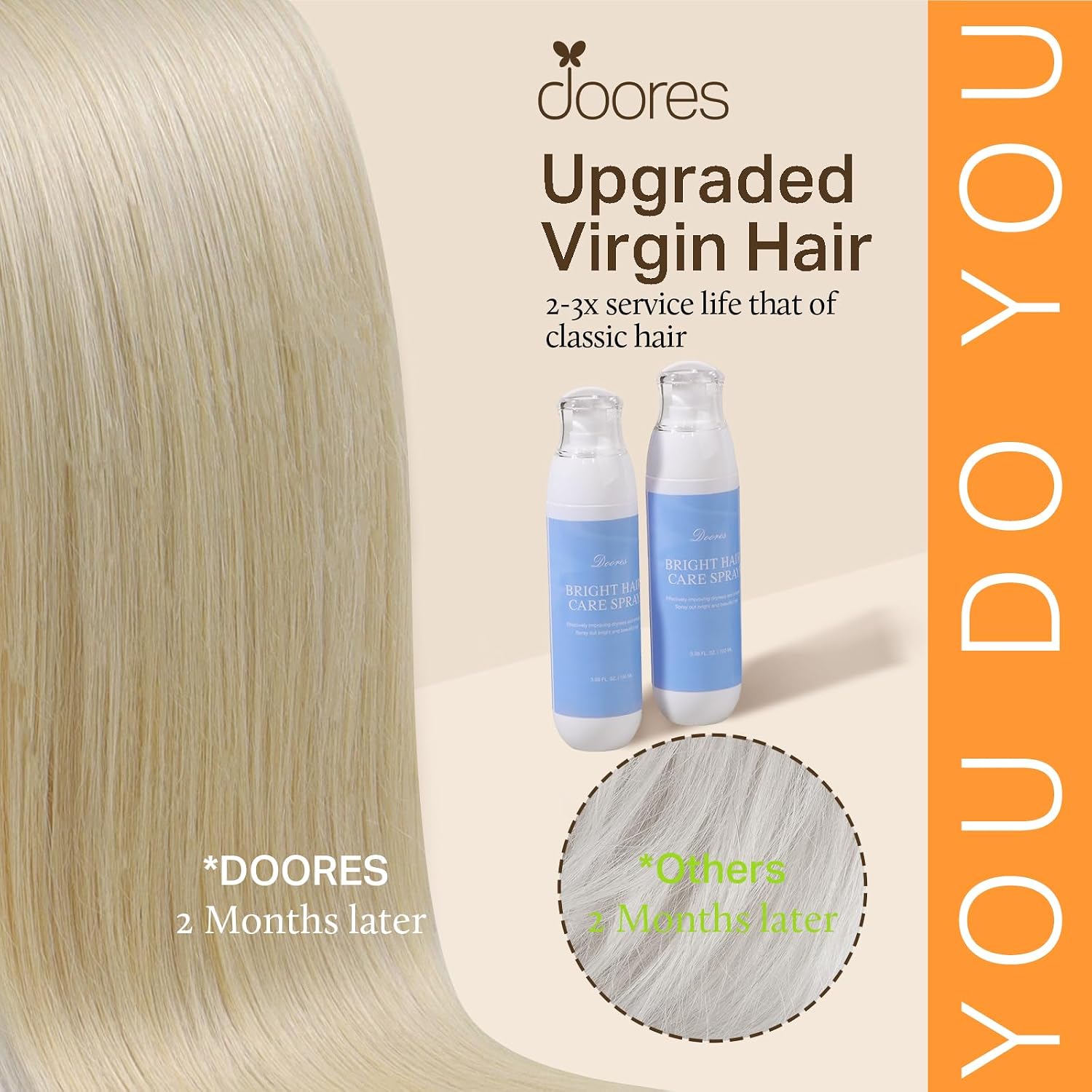 Detalle de DOORES Clip-In Hair Extensions, 18 Inches, Dark Brown Mix (Lightly Aligned), 7-Unit Set