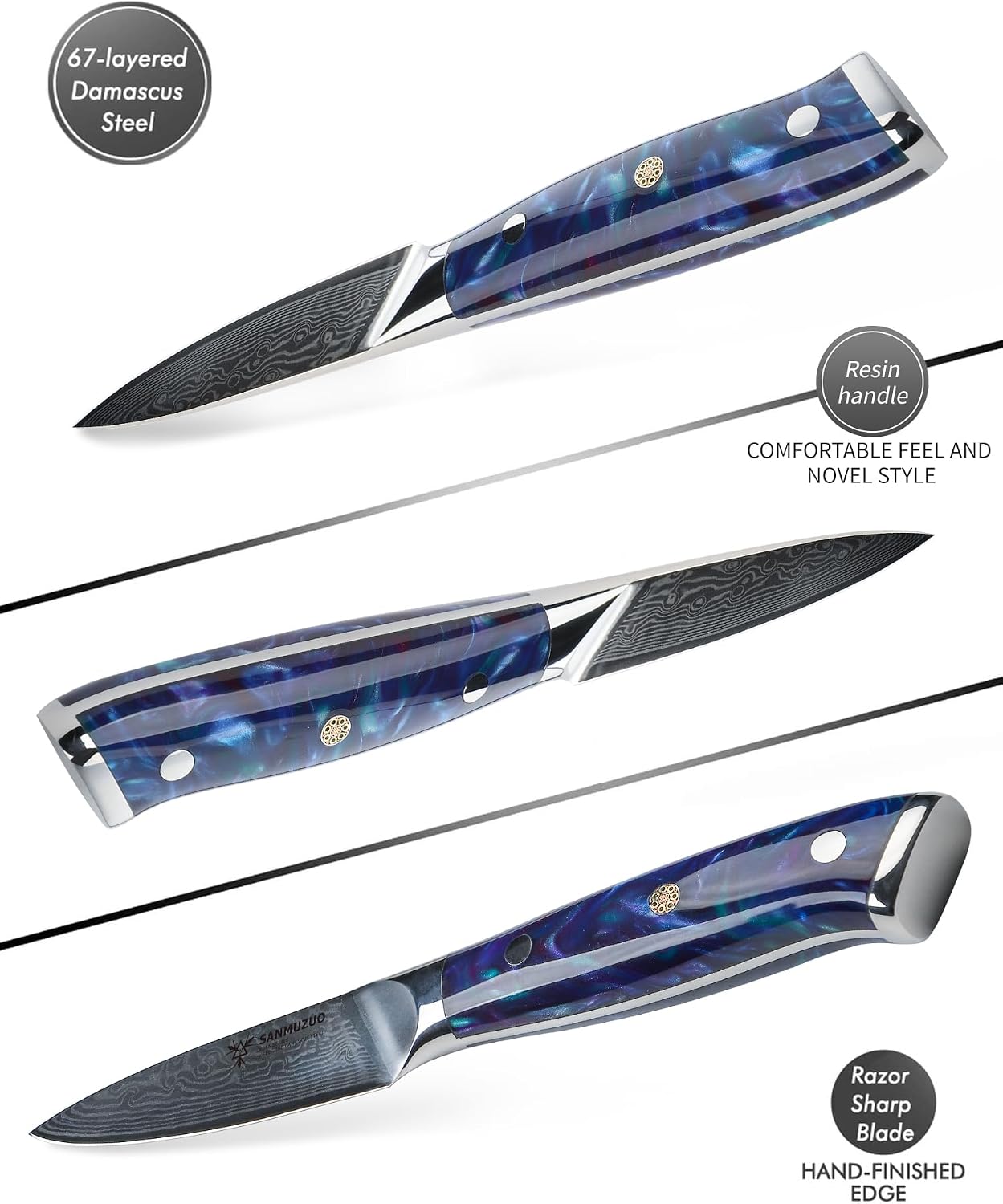 Thumbnail 2 de SANMUZUO Damast Schälmesser 9 cm