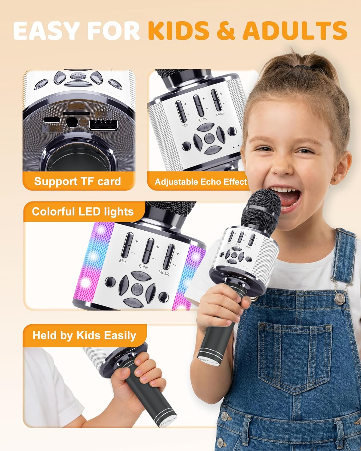 Thumbnail 5 de BONAOK Bluetooth-Mikrofon für Kinder mit LED 🎤