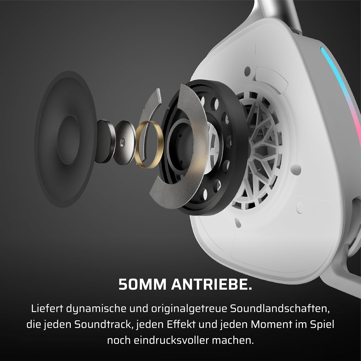 Detalle de Corsair Void v2 Wireless Gaming-Headset mit Bluetooth, Dolby Atmos und bis zu 70 Stunden Akkulaufzeit – Weiß