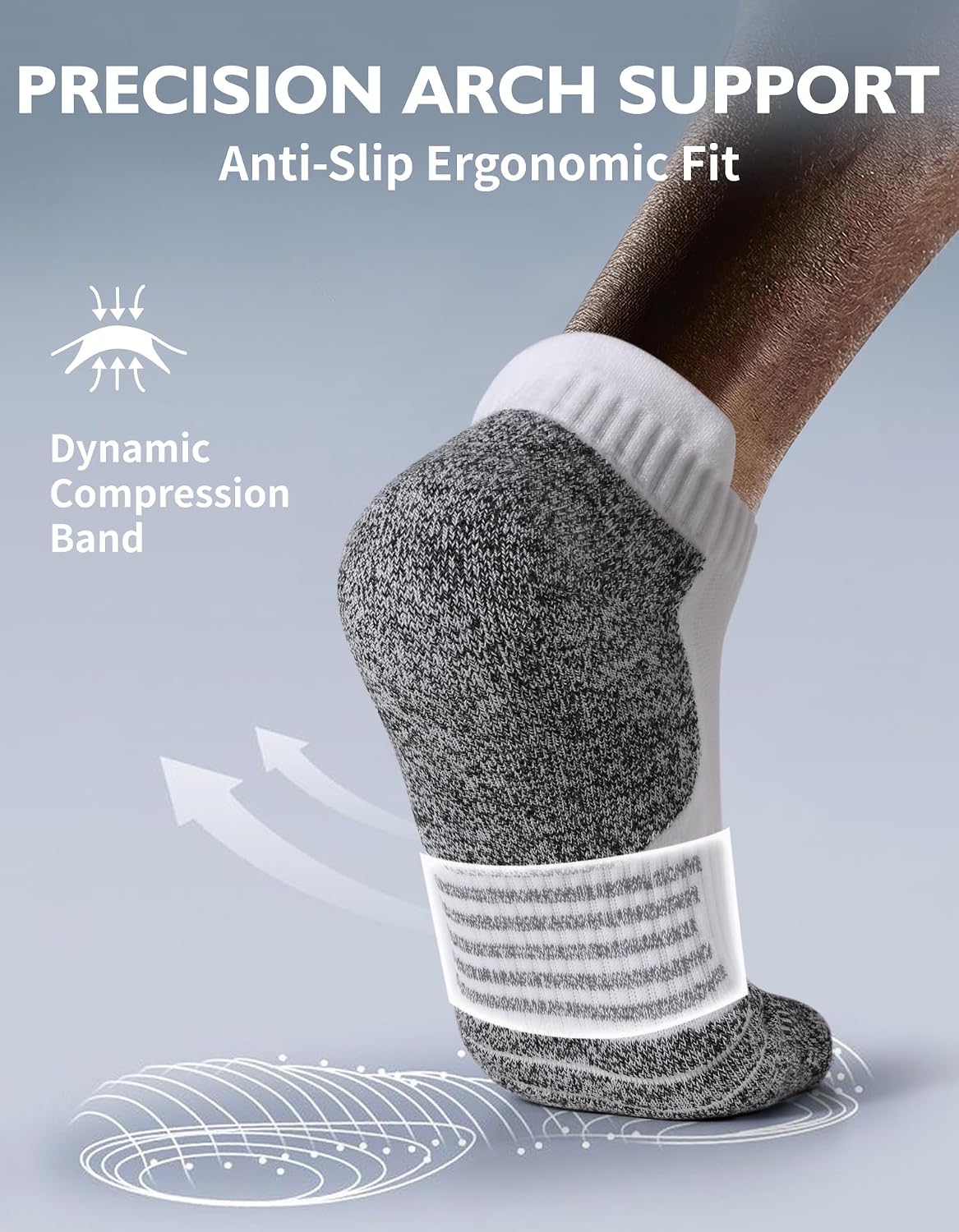 Detalle de CLOSEMATE Men's Ankle Sports Trainer Socks – Short, Cushioned, Non-Slip (6 Pairs)