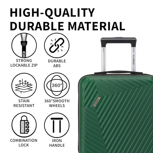 Thumbnail 3 de FLYMAX 55x40x20 Cabin Bag Suitcase – 40 Litre, 8kg, ABS Shell, 3-Digit Lock, 4 Wheel Spin for Ryanair and More