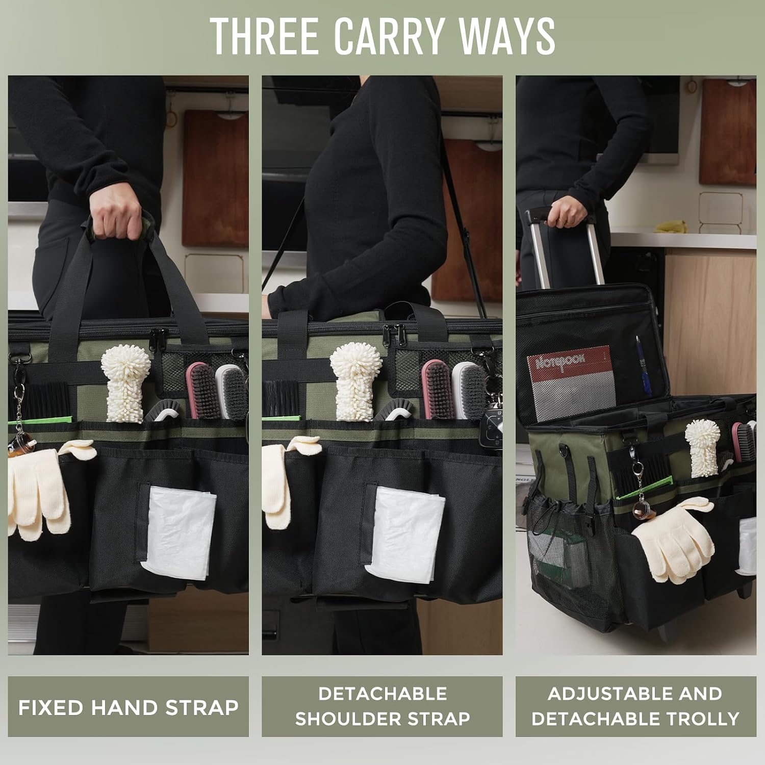 Detalle de SCAVATA Wearable Cleaning Caddy, Rolling Organizer with Detachable Trolley