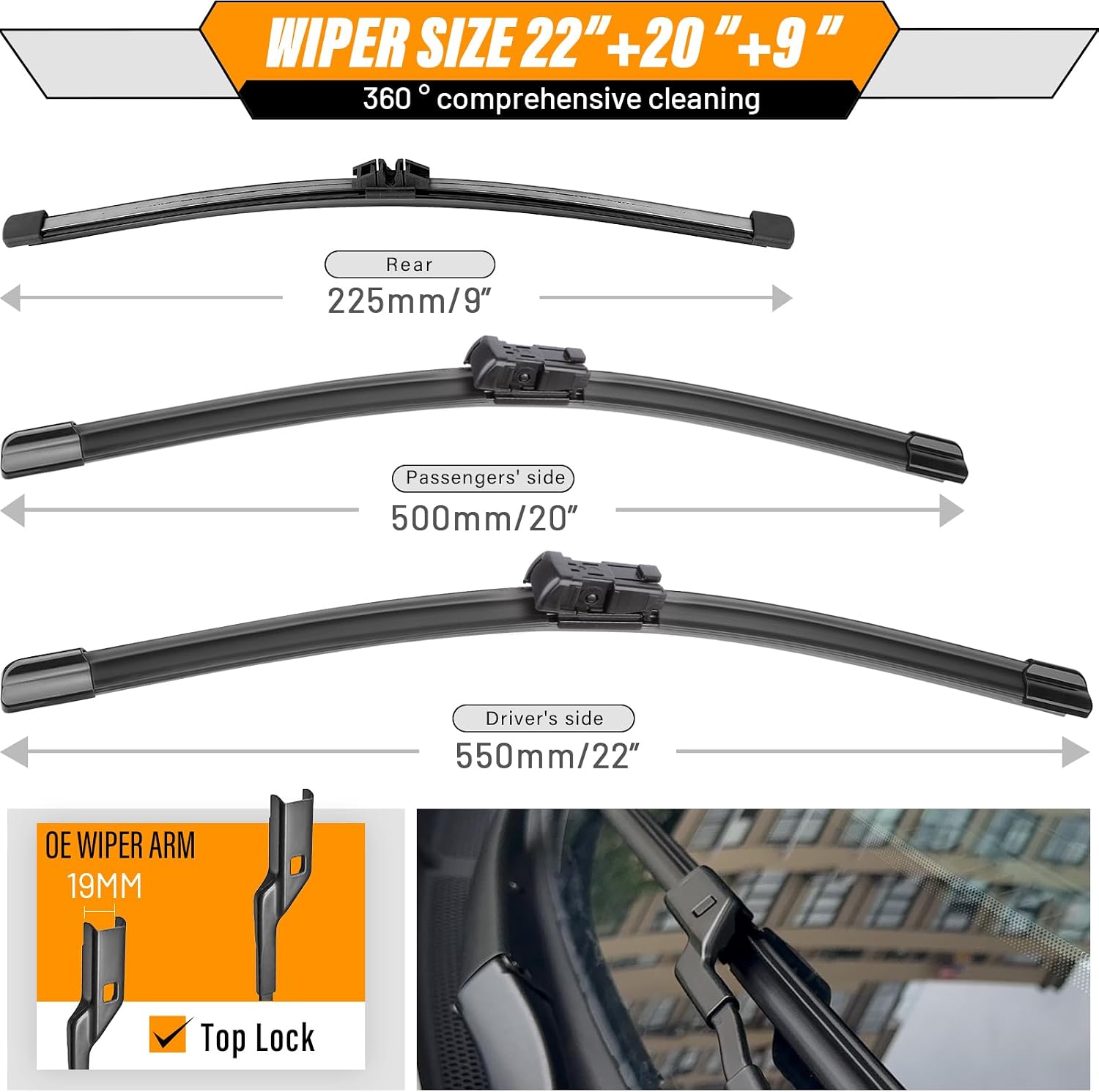 Thumbnail 2 de AUTOBOO Windshield Wipers for Ford Bronco Sport 22"