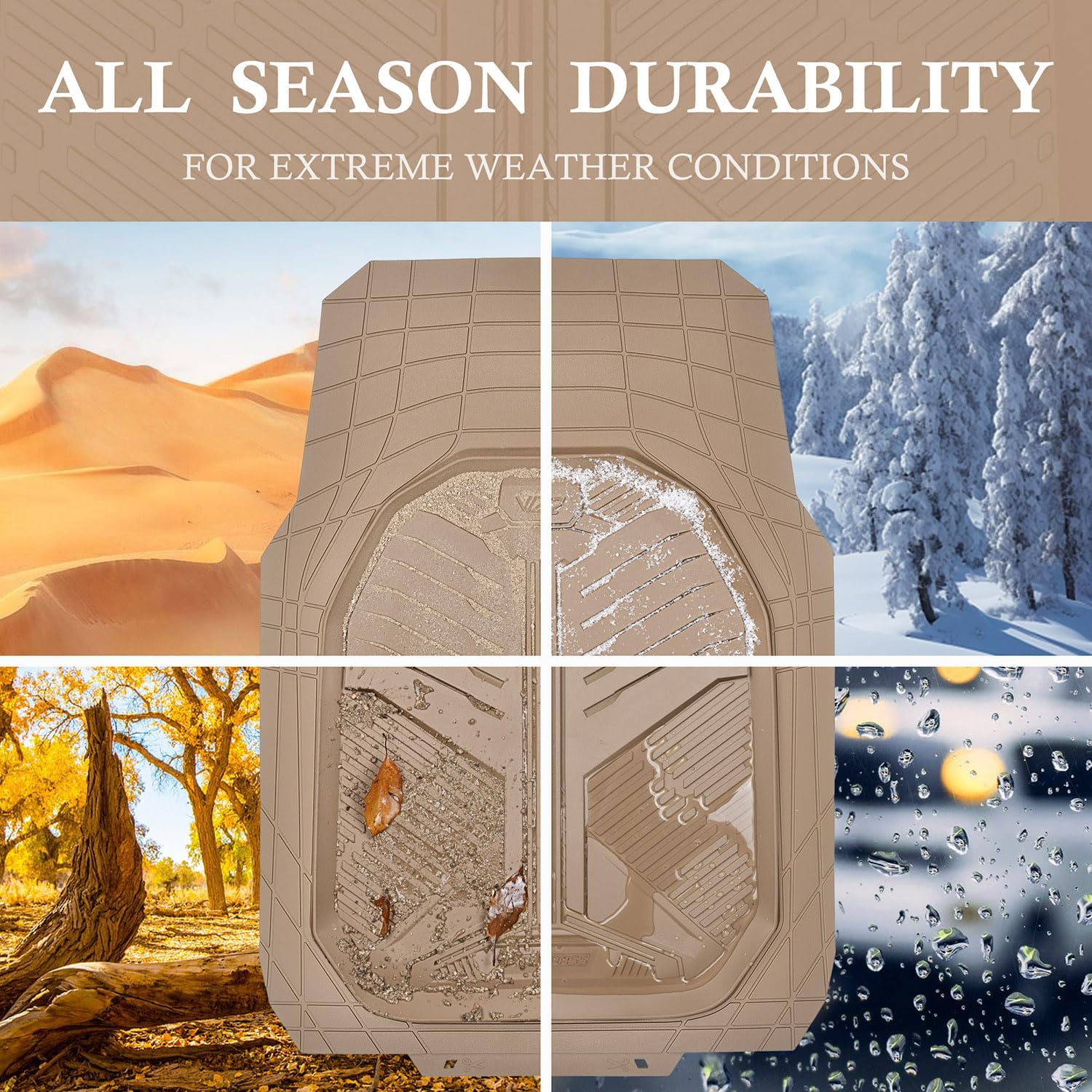 Thumbnail 2 de CAR PASS Heavy Duty Rubber Car Mats, Trimmable 1