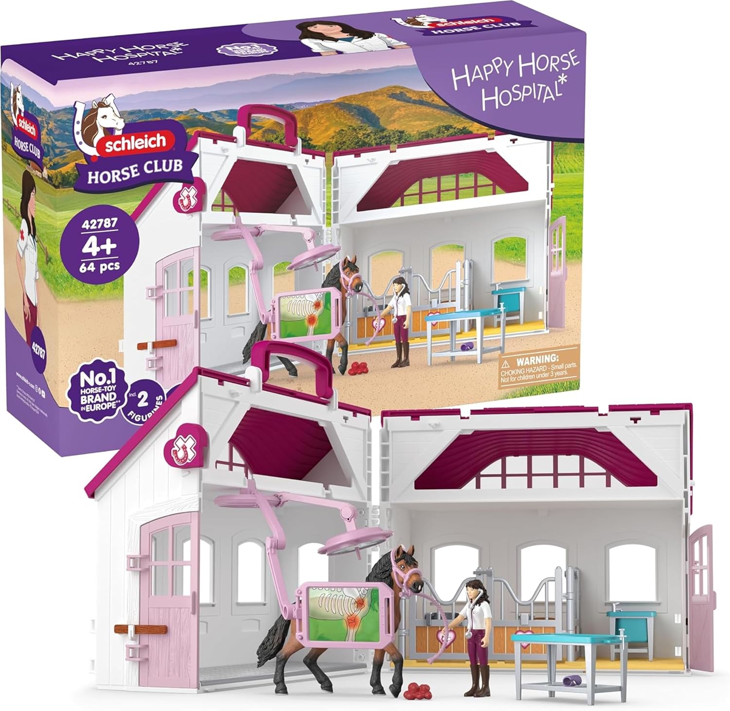 SCHLEICH Horse Club Pferdeklinik Heilende Hufe – 64-teiliges, transportables Set