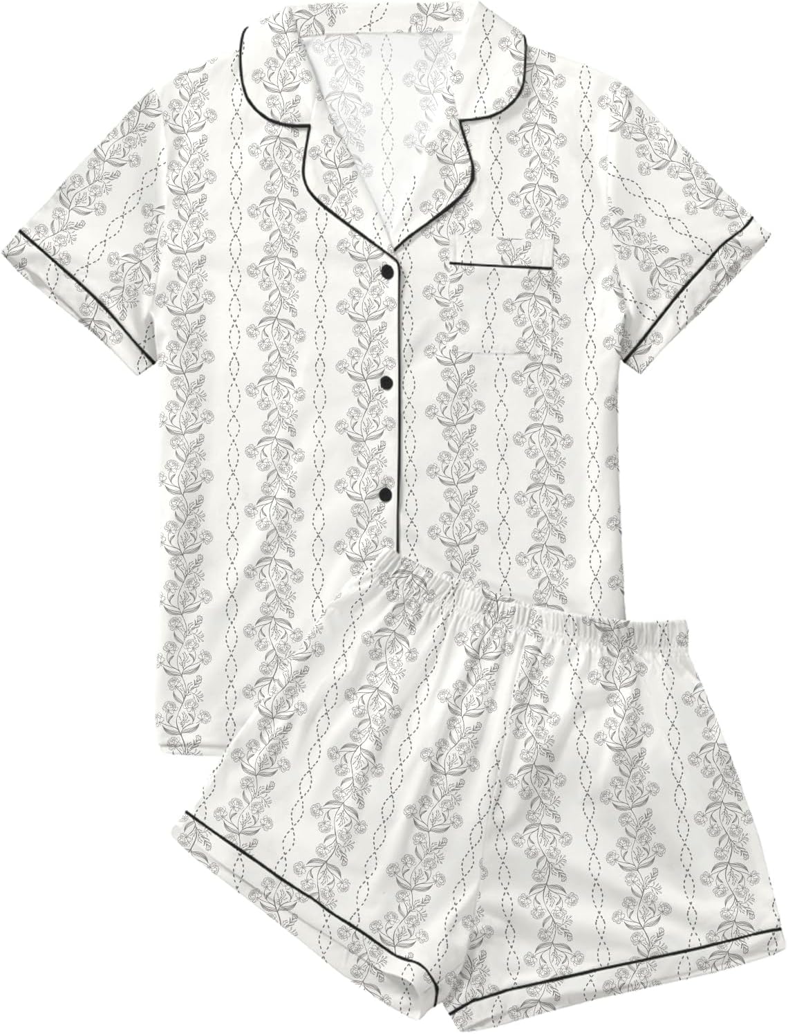 Thumbnail 5 de LYANER Women's Pajamas Set Heart Print Button Short Sleeve Shirt With Shorts Sleepwear