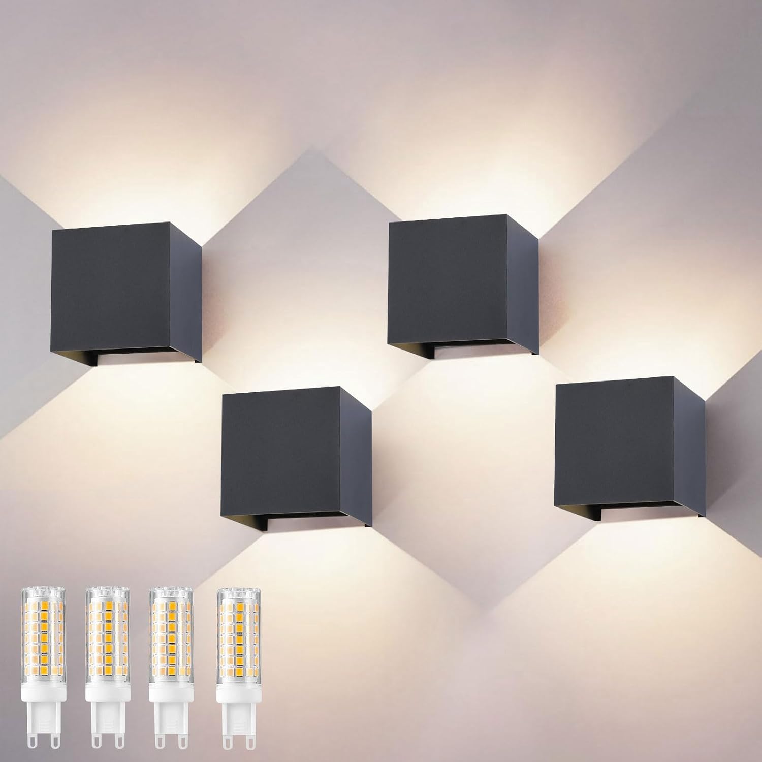Detalle de Wisdom Line kit 4 applique LED da esterno/interno 9W 4000K G9 antracite IP65