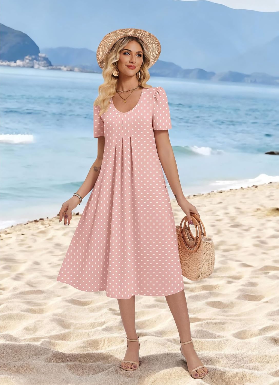 Thumbnail 3 de Zeagoo Summer Dress for Women: Floral Midi Sundress with Pockets and V-Neck