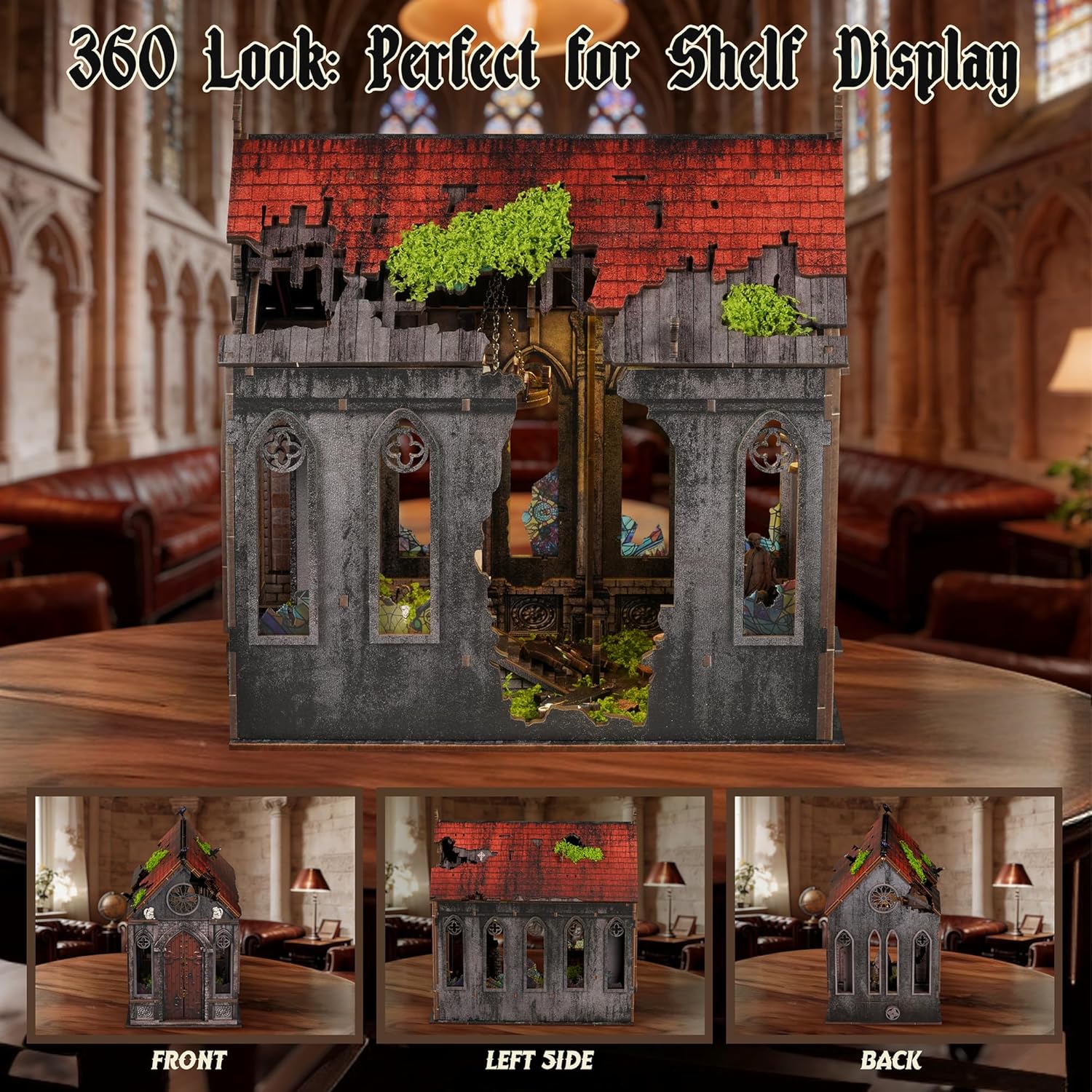 Thumbnail 1 de NookMaster Book Nook Kit – Puzzle 3D en bois avec lumières LED interactives (Temple)