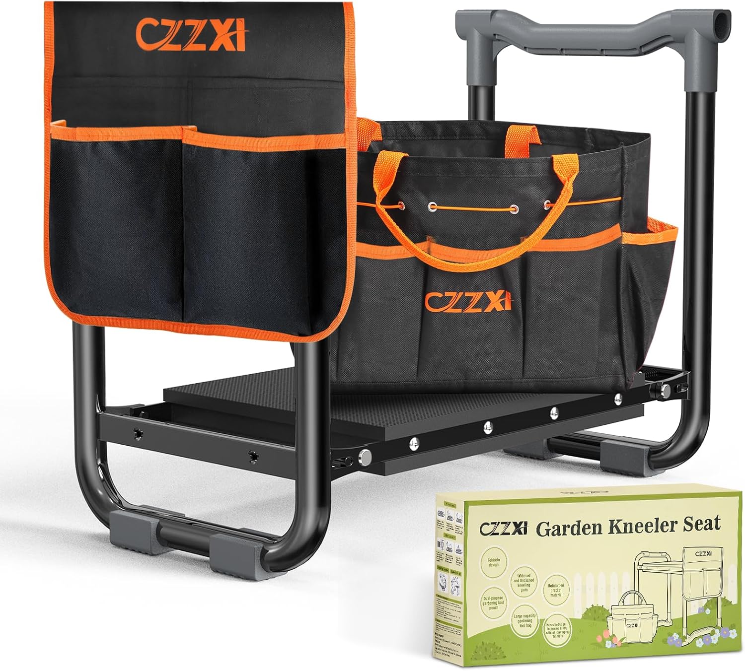 Detalle de CZZXI Garden Kneeler and Seat with 10.2-Inch Pad, Folding Design and Tool Pouch