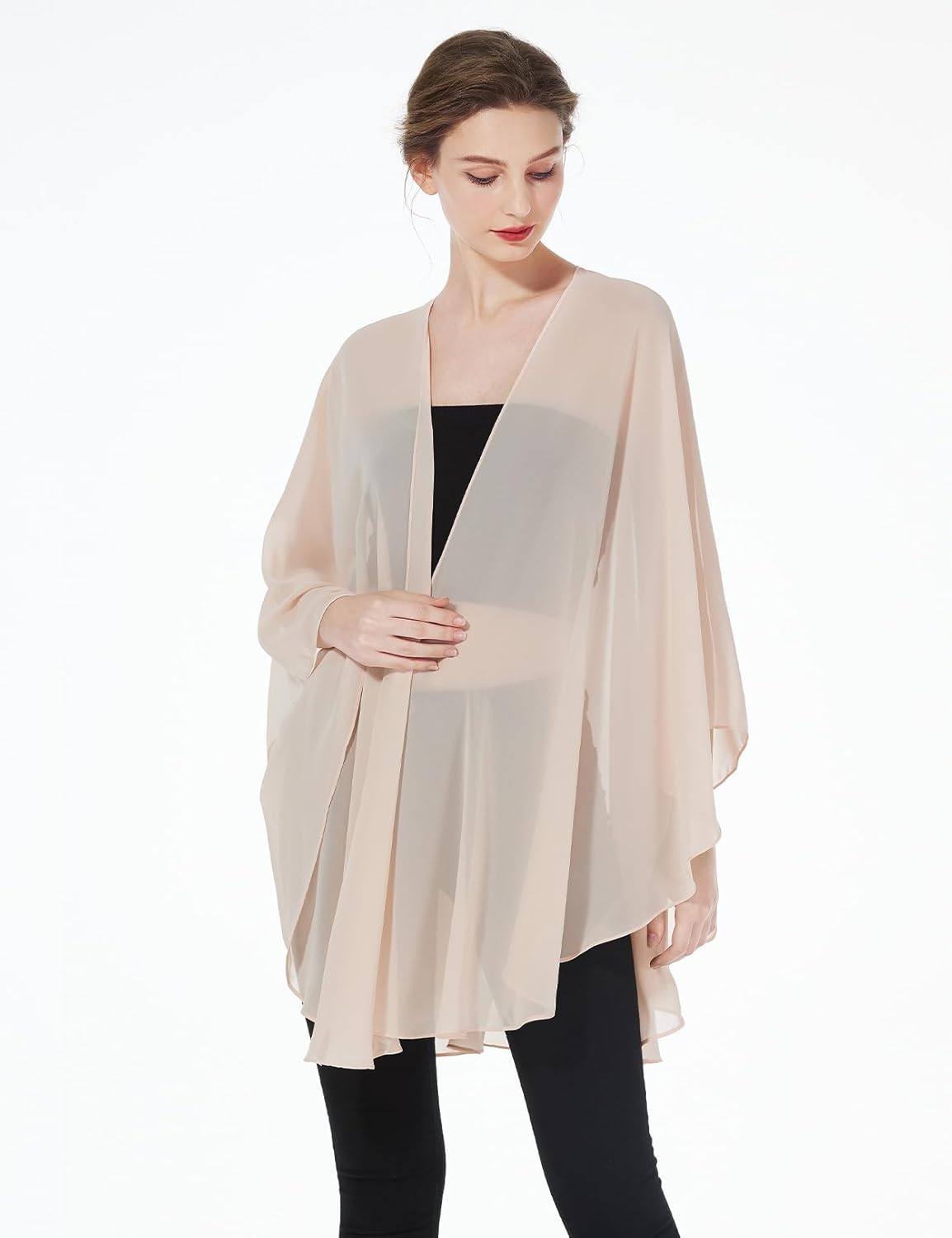 Thumbnail 1 de BEAUTELICATE Women Chiffon Shawl Wrap: Oversized Cape Poncho for Summer Weddings