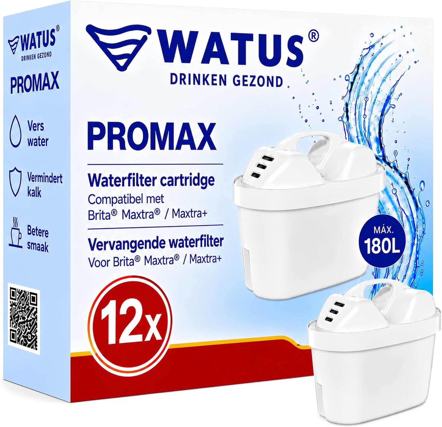 Detalle de Watus WATUS-12 waterfilterpatronen, 12 stuks met kokosnootkool