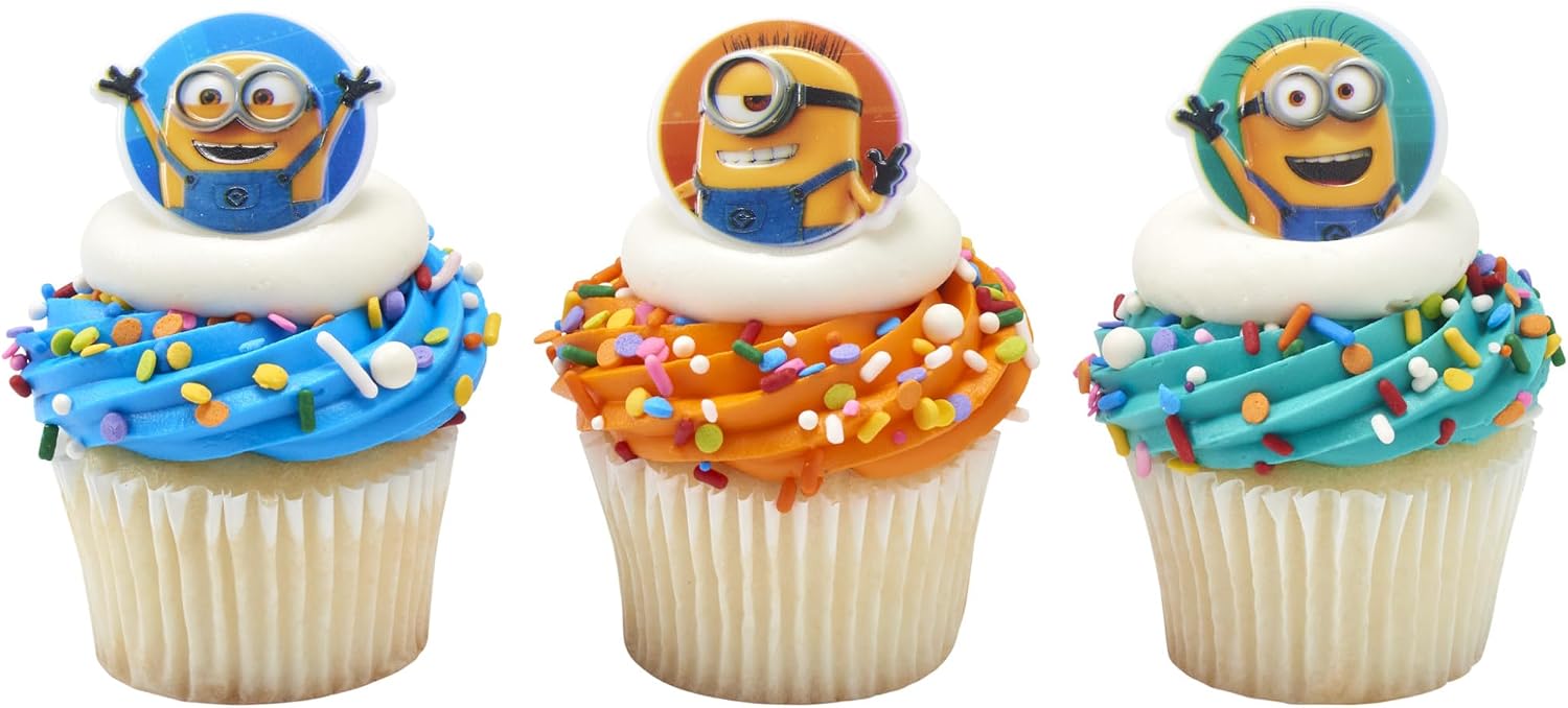 Detalle 1 de DecoPac Despicable Me Minions Cupcake Rings, 24-Pack, Reusable Food-Safe Toppers