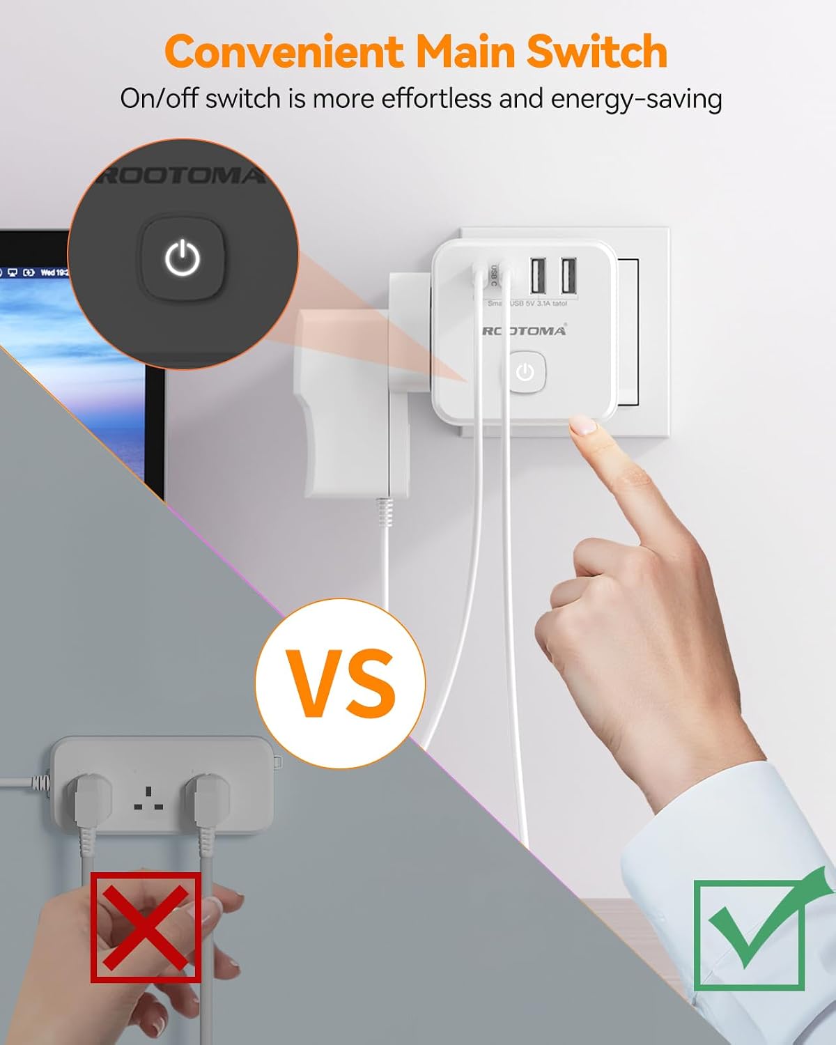 Thumbnail 5 de UK to European Plug Adapter with 4 USB Ports (2 USB-C) – 7-in-1 Cube for Europe