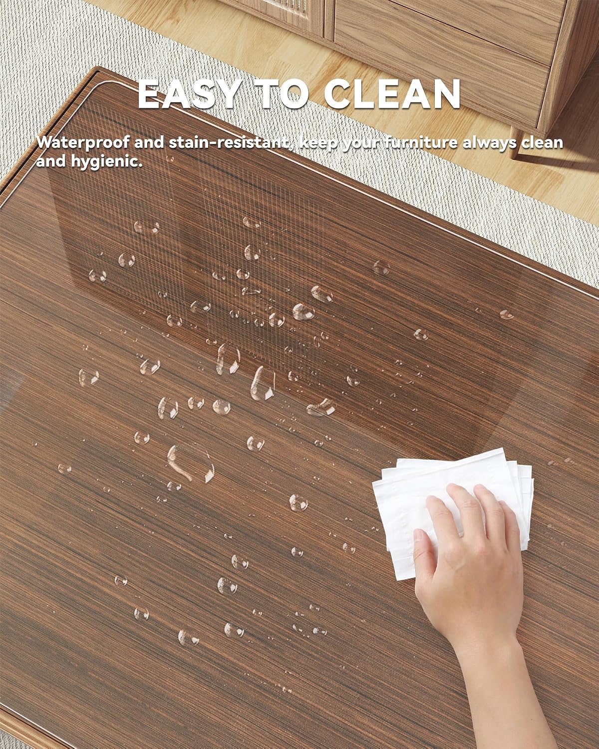 Detalle 2 de Oterri AM02319 Clear PVC Desk Pad, 18" x 36", Rounded Edges