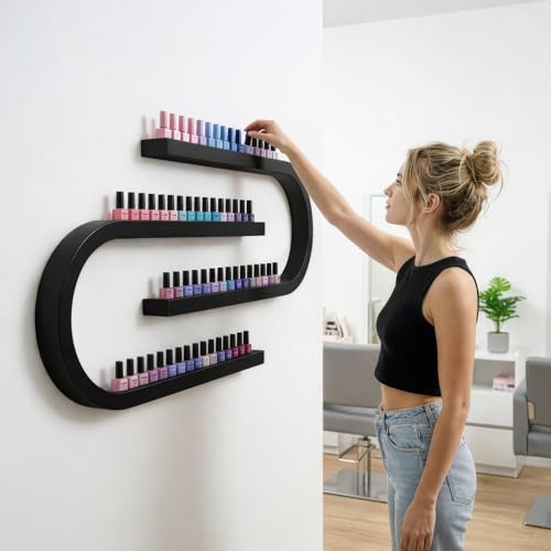 Thumbnail 4 de GreenWhim Wall Mounted Nail Polish Display Rack – U-Shaped Multifunctional Cosmetic Storage