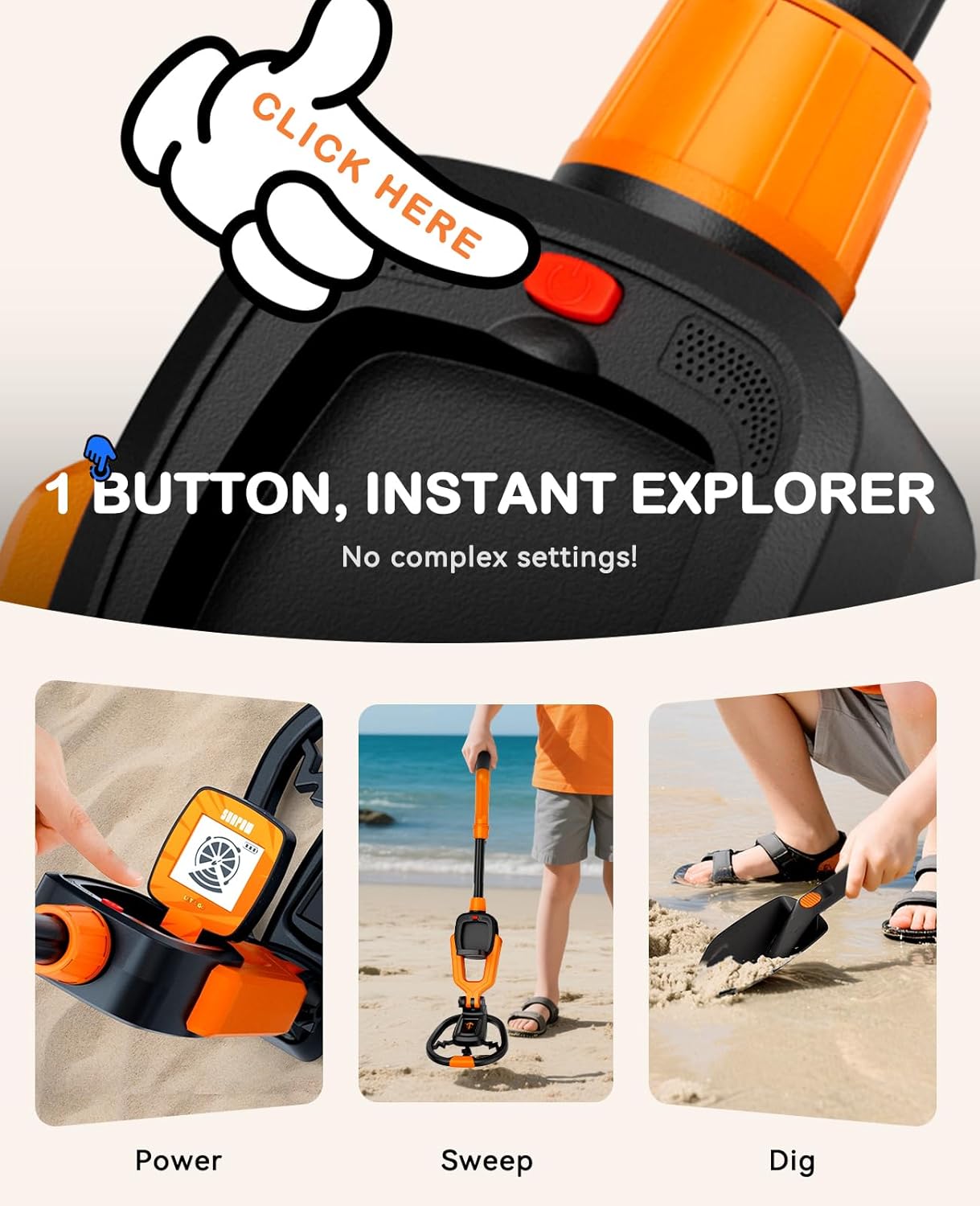 Thumbnail 3 de SUNPOW Kids Metal Detector kit (waterproof coil, adjustable stem) for ages 6–12