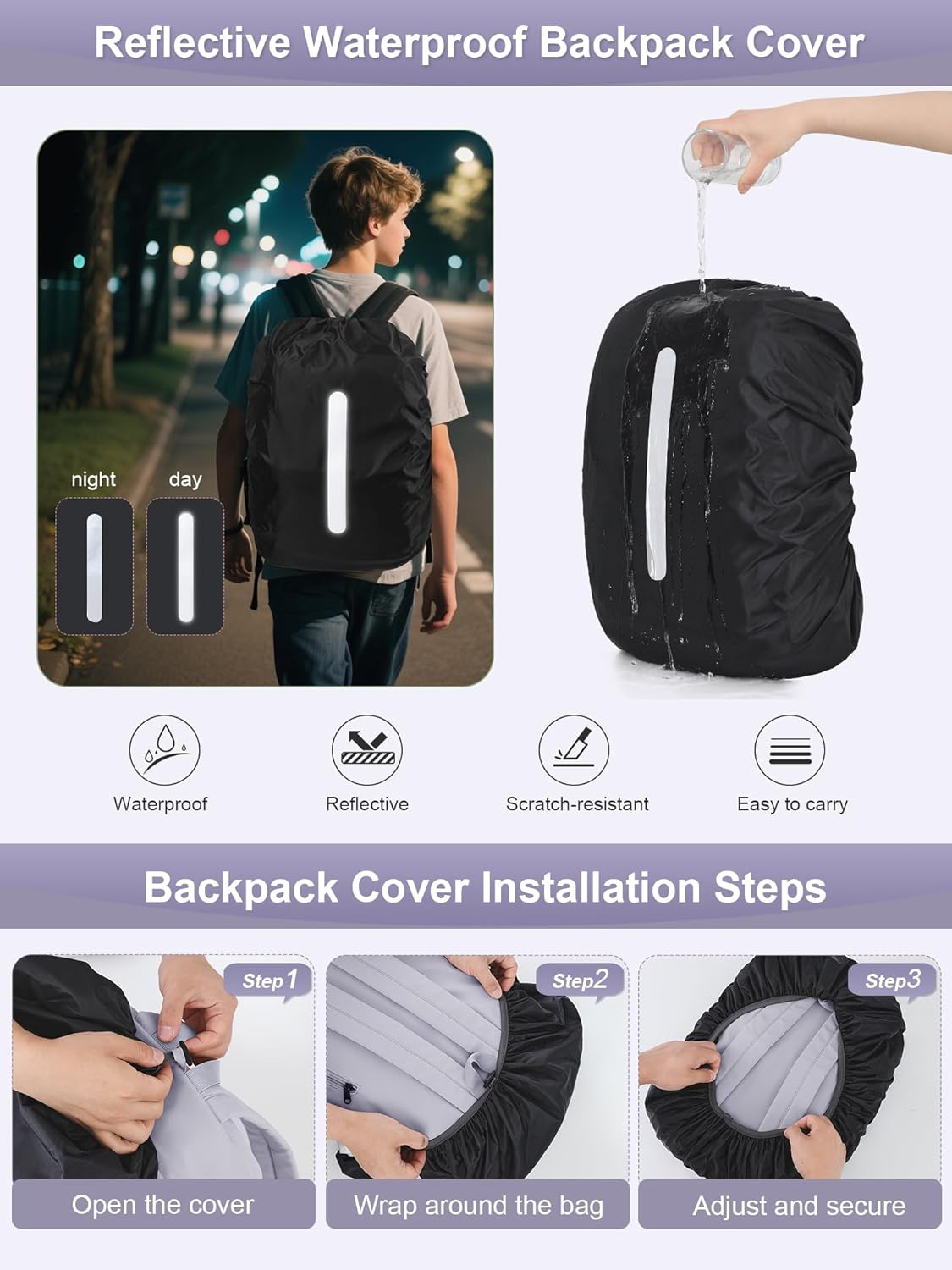Thumbnail 5 de Fioretto FIORETTO Backpack for Women and Teens – Lightweight 20L School Bag with Laptop Compartment and Rain Cover