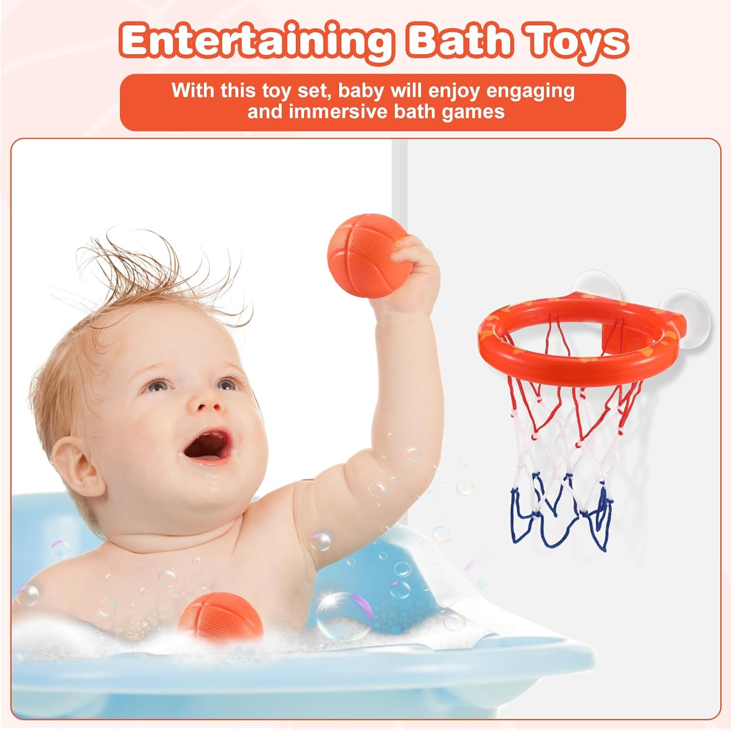 Thumbnail 3 de Baby Badewannenspielzeug 5 Bälle Basketballkorb