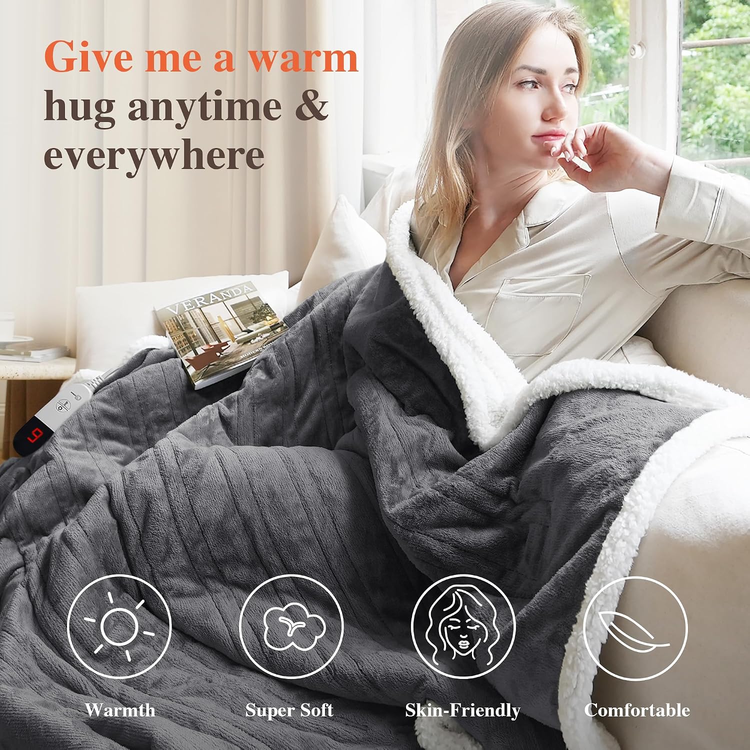 Thumbnail 2 de blunique Heated Throw Blanket 50 x 60 Inches