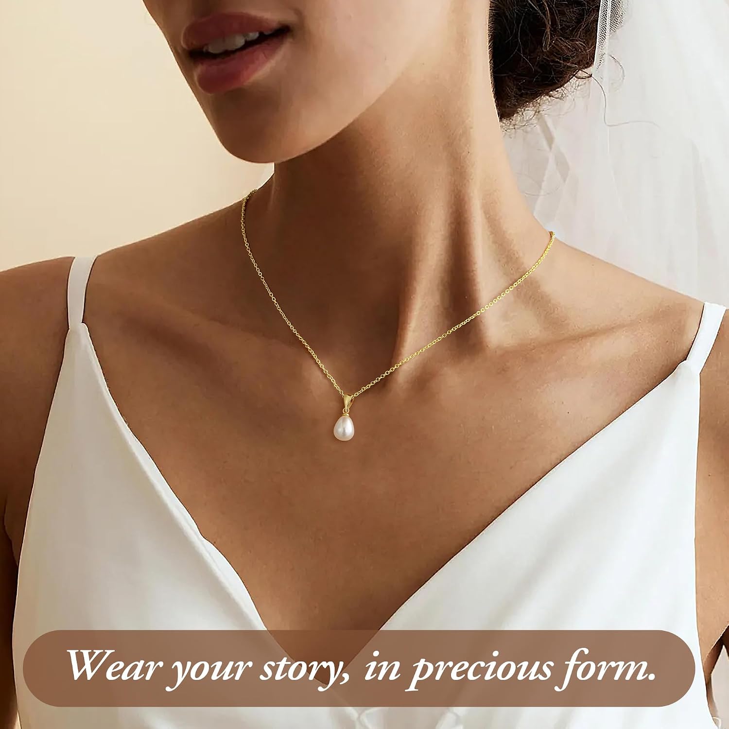 Detalle de TINGN Perlenkette 16 Zoll Gold für Damen