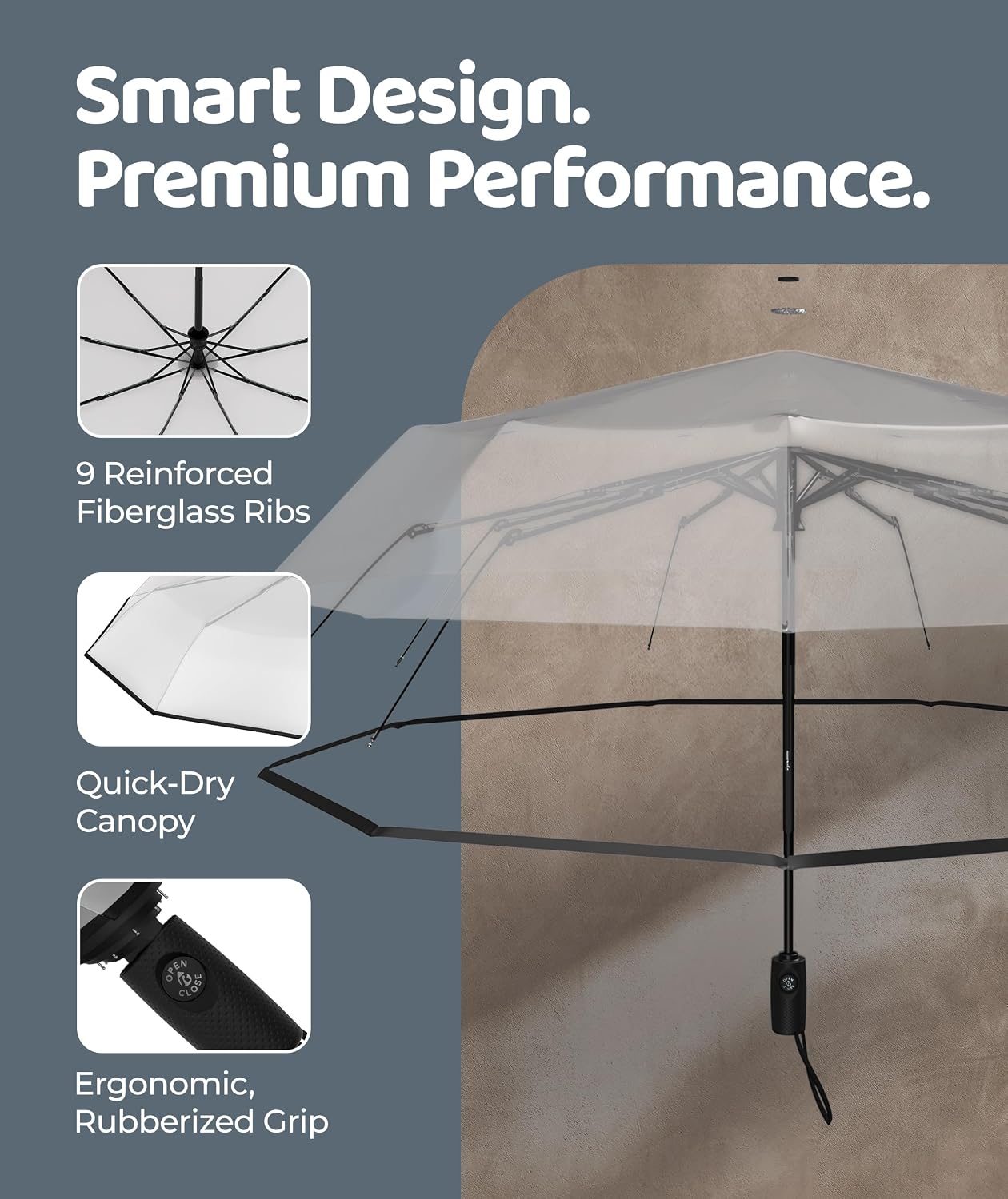 Thumbnail 2 de Repel Windproof Travel Umbrella – Compact Auto Open/Close, 100 MPH Wind Resistance