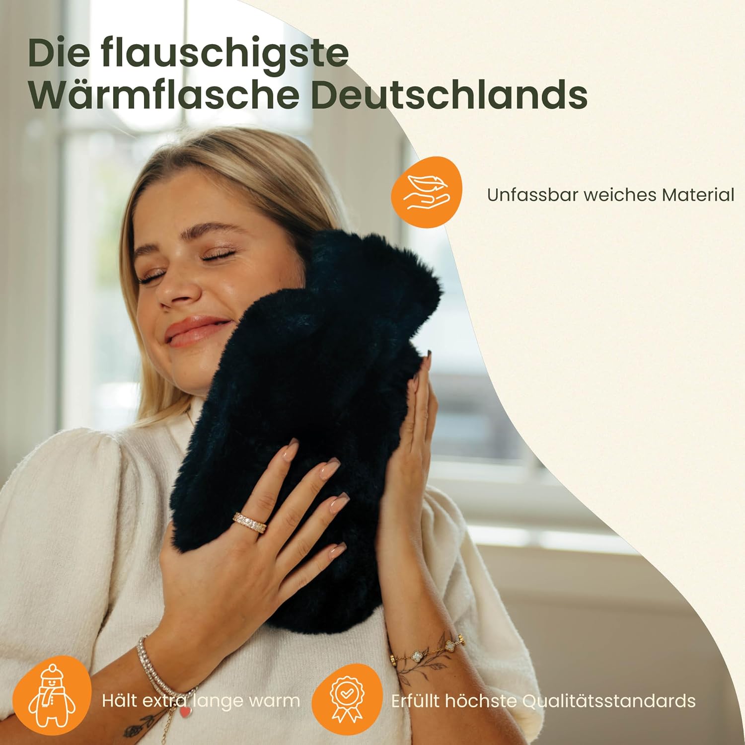 Detalle de KUNU® original Wärmflaschengürtel – Premium Wärmflasche lang mit Gürtel (130 cm) mit Geschenkverpackung