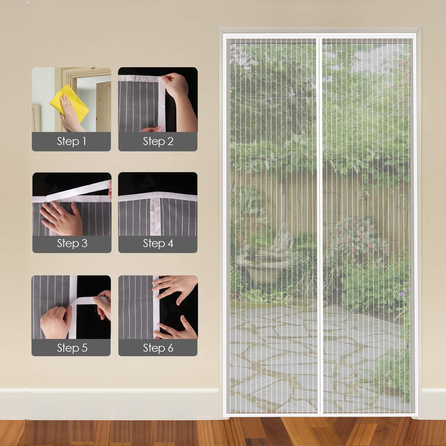 Thumbnail 6 de MYCARBON Zanzariera Magnetica Porta Finestra 120x200cm Bianco – Traspirante, Montaggio Semplice e Chiusura Automatica