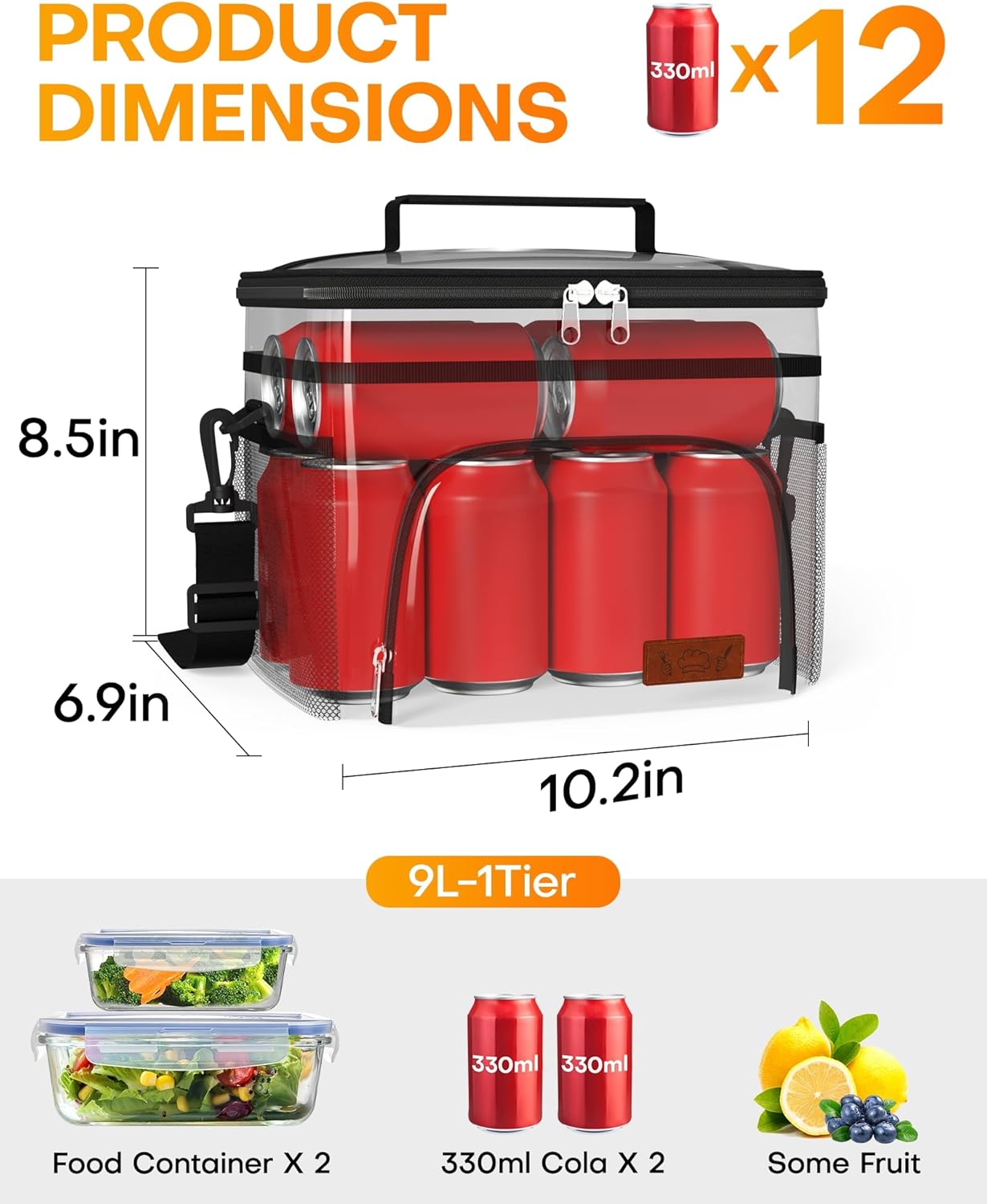 Detalle de HOTOR Insulated Lunch Box 9L — Leak-Proof Cooler Lunch Bag for Work and On-the-Go